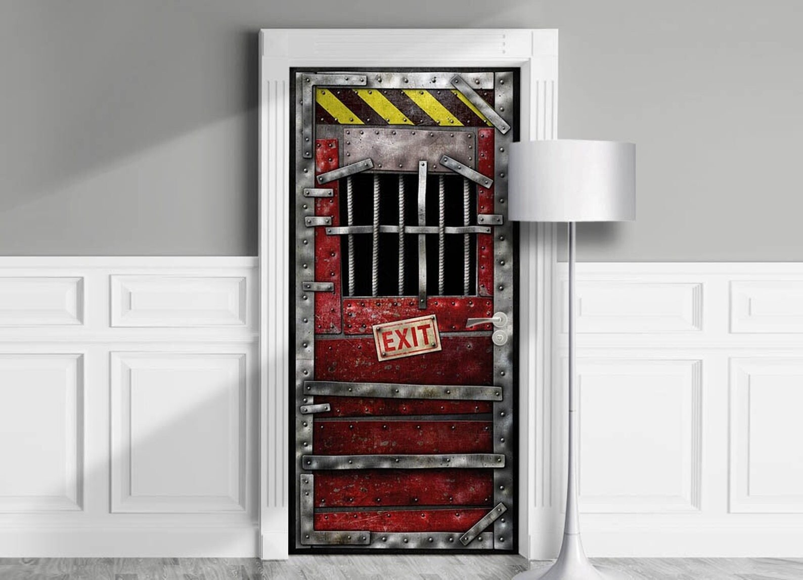 Gamer Safe House Exit Door Mural, Peel'n'Stick, Sticker, Cover, Decal. Laminated