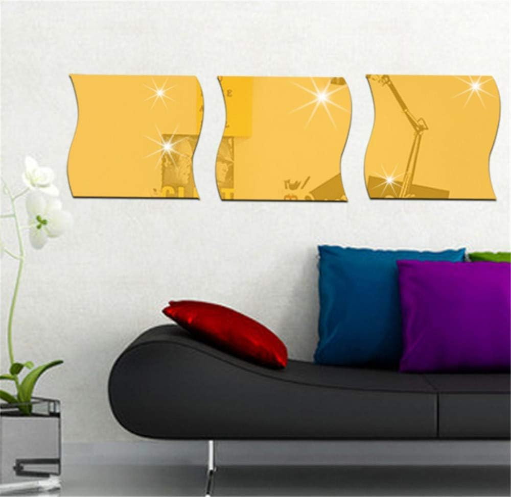 12PCS Wavy Mirror Wall Stickers, Full Length 3D Art DIY Home Decorative Acryl…