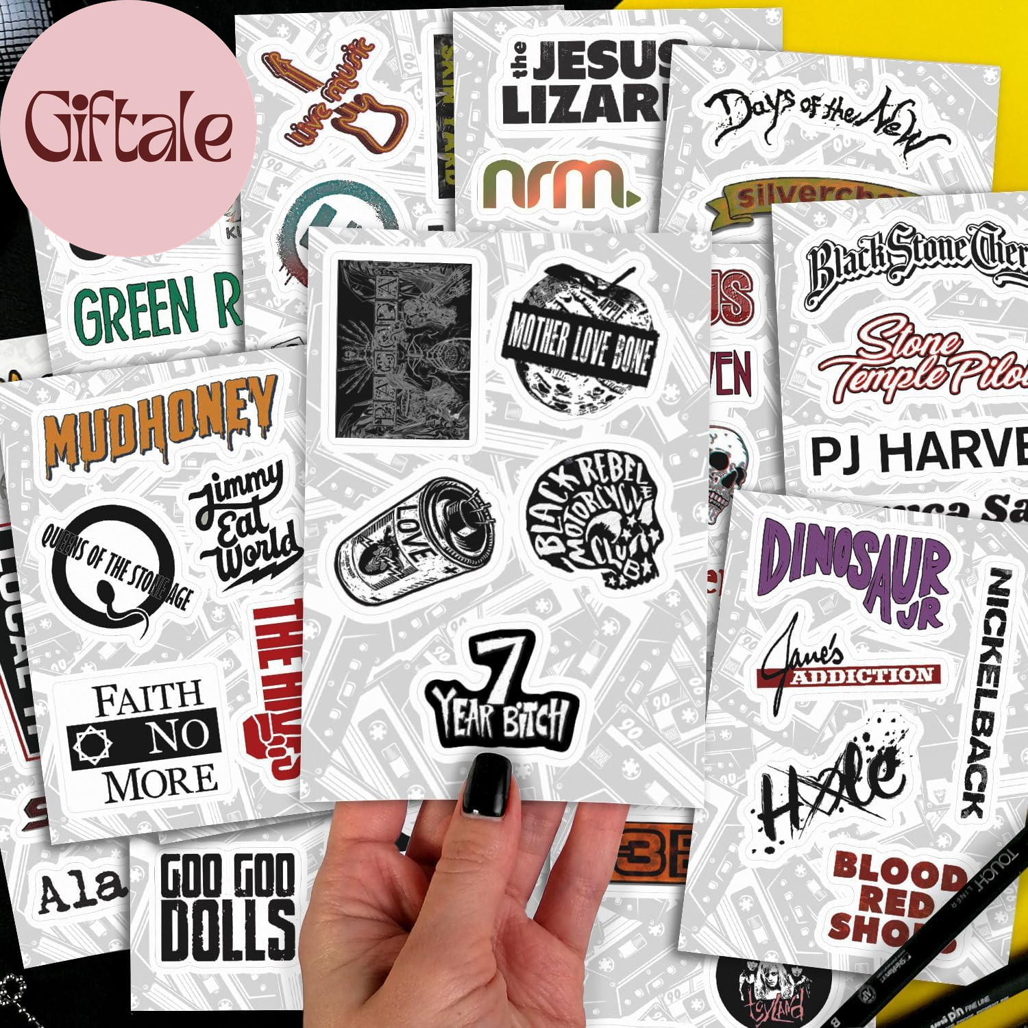 100Pcs Grunge Stickers, 90'S Grunge Music, Rock Stickers, Rock Band Decals, Musi