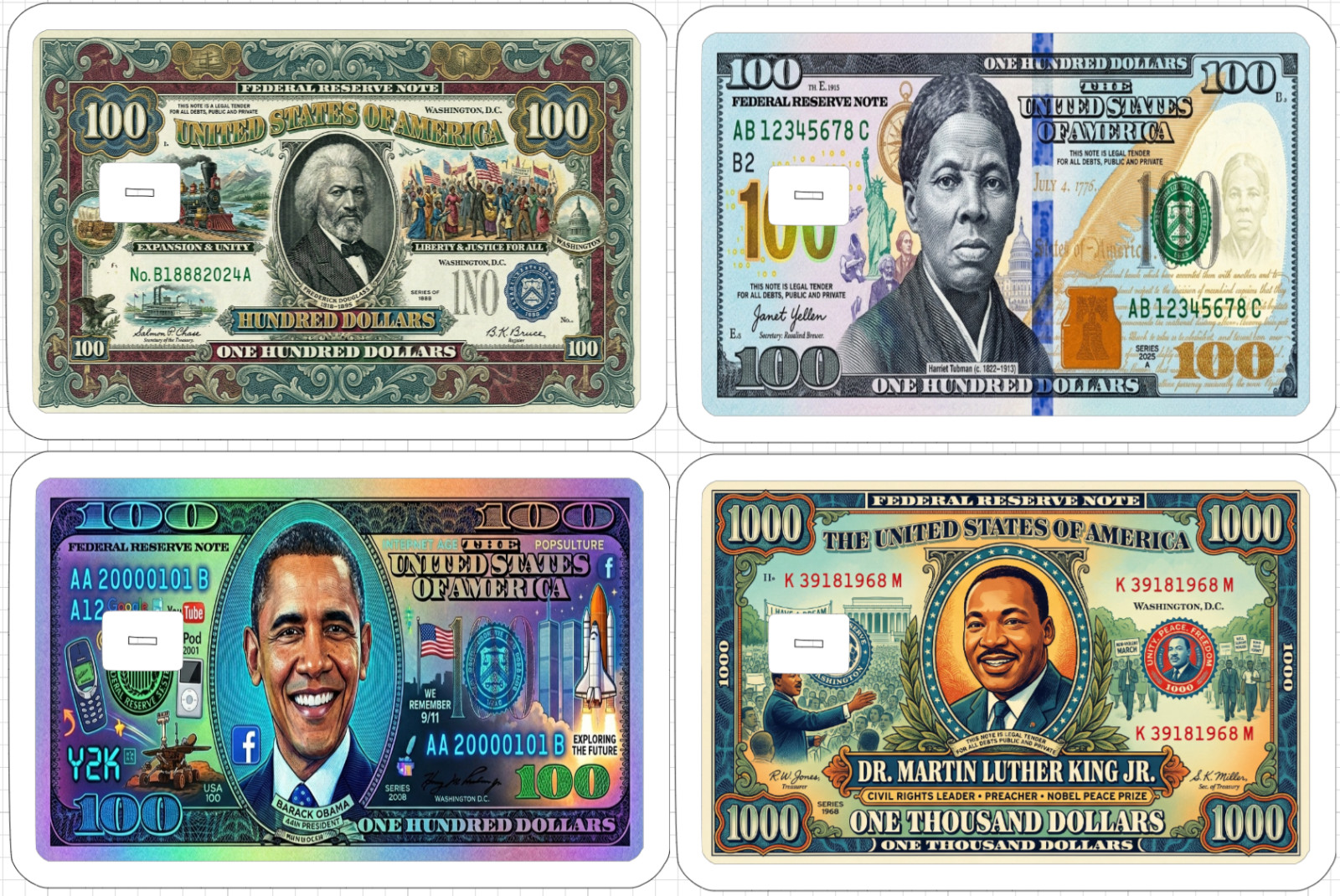Black Money Art Credit Debit ATM Gift Card Skin Sticker Obama African American
