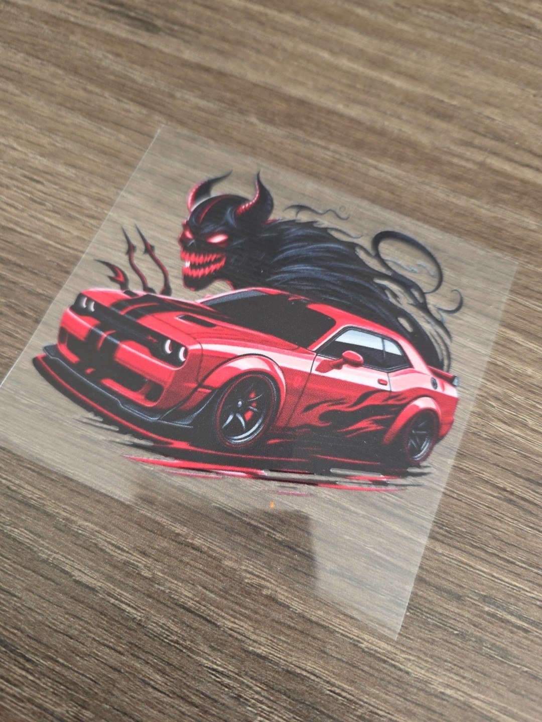 Dodge Challenger Demon High Quality Waterproof Raised UV DTF Window Decal 4in