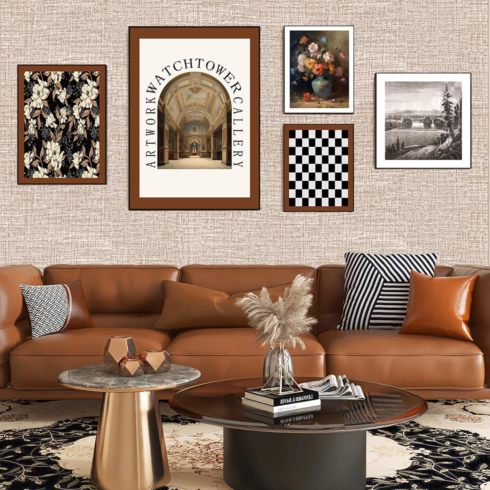 Amiya Grasscloth Khaki Wallpaper 17.3"x80" Peel and Stick Tan Textured Fabric…