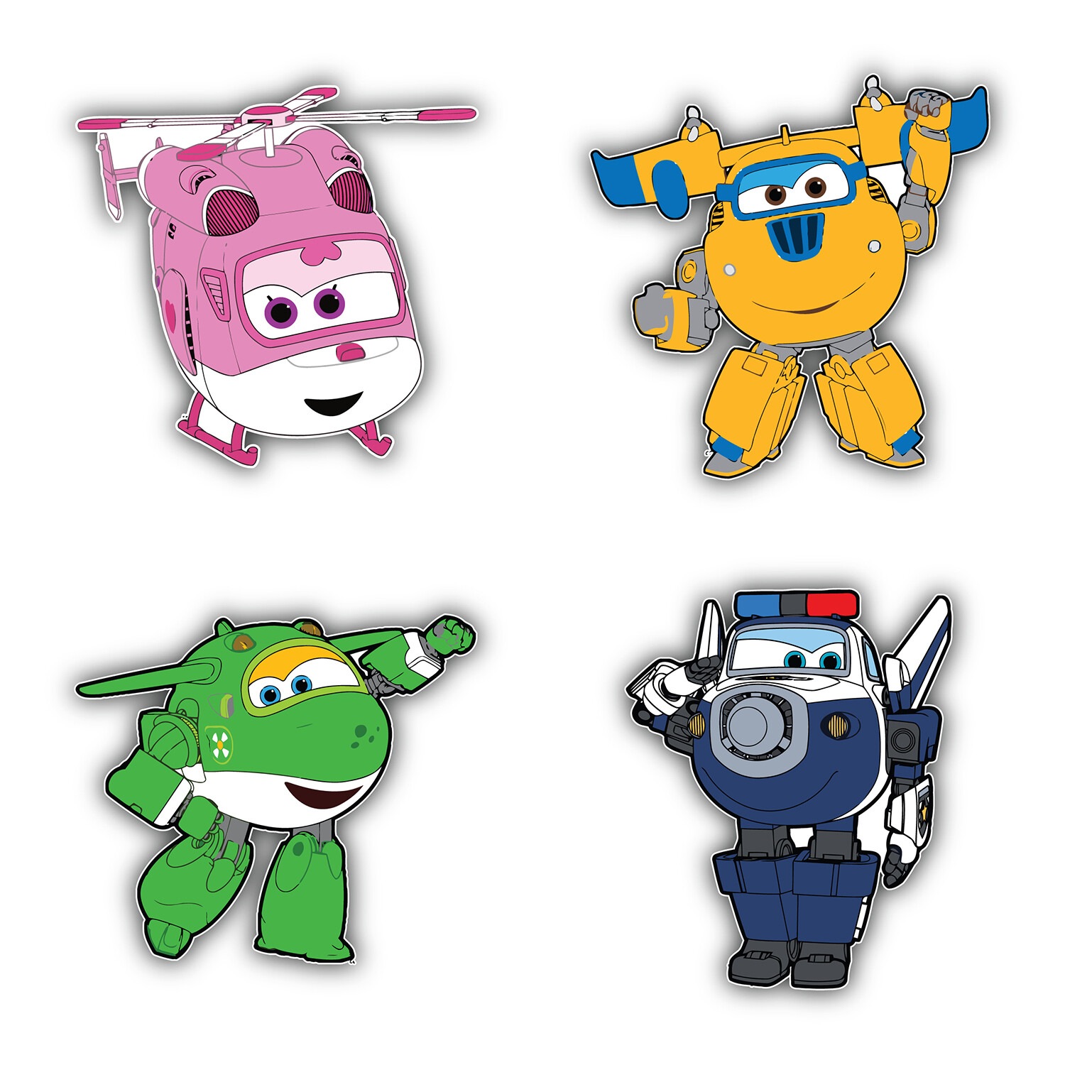 Super Wings Cartoon Set Of 4 Vinyl Sticker Decal – 5" longer side ID:2