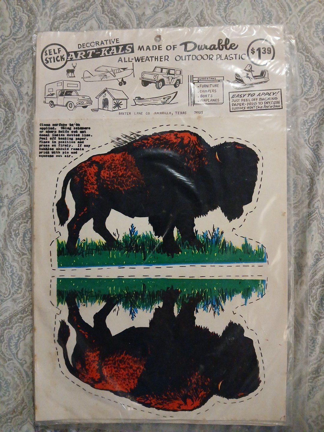 Vintage Dyer Specialty Co. Sport-Stik Hunting Deer/Buffalo Decal NOS 1960s Rare