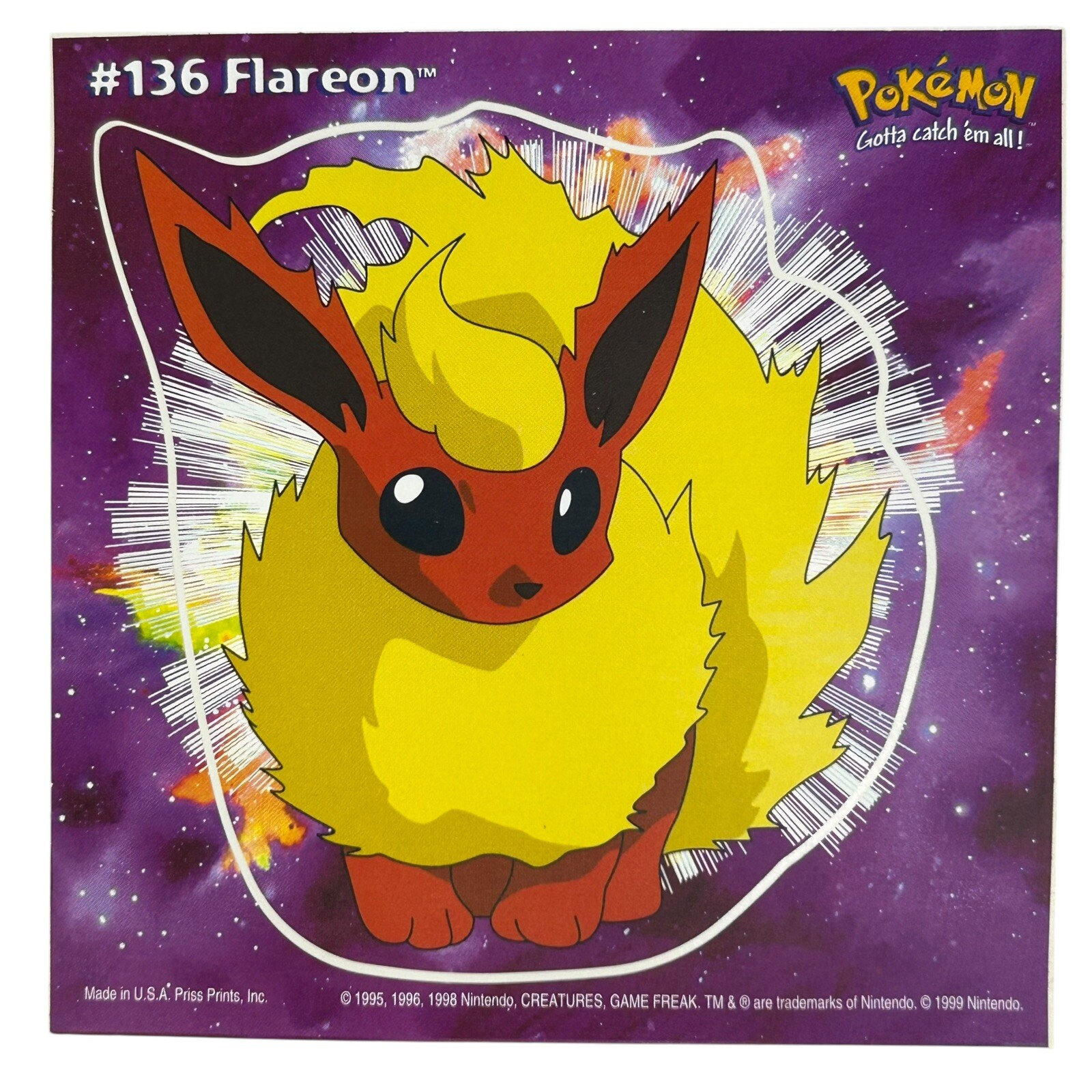 Pokemon Collect ’em Stick-Ups Flareon #136 Large 4” Sticker Priss Prints
