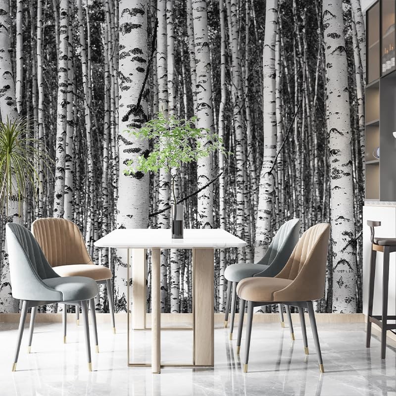 Large Birch Forest Wall Mural Peel and Stick Mural for Wall 148"x 98" Black a…