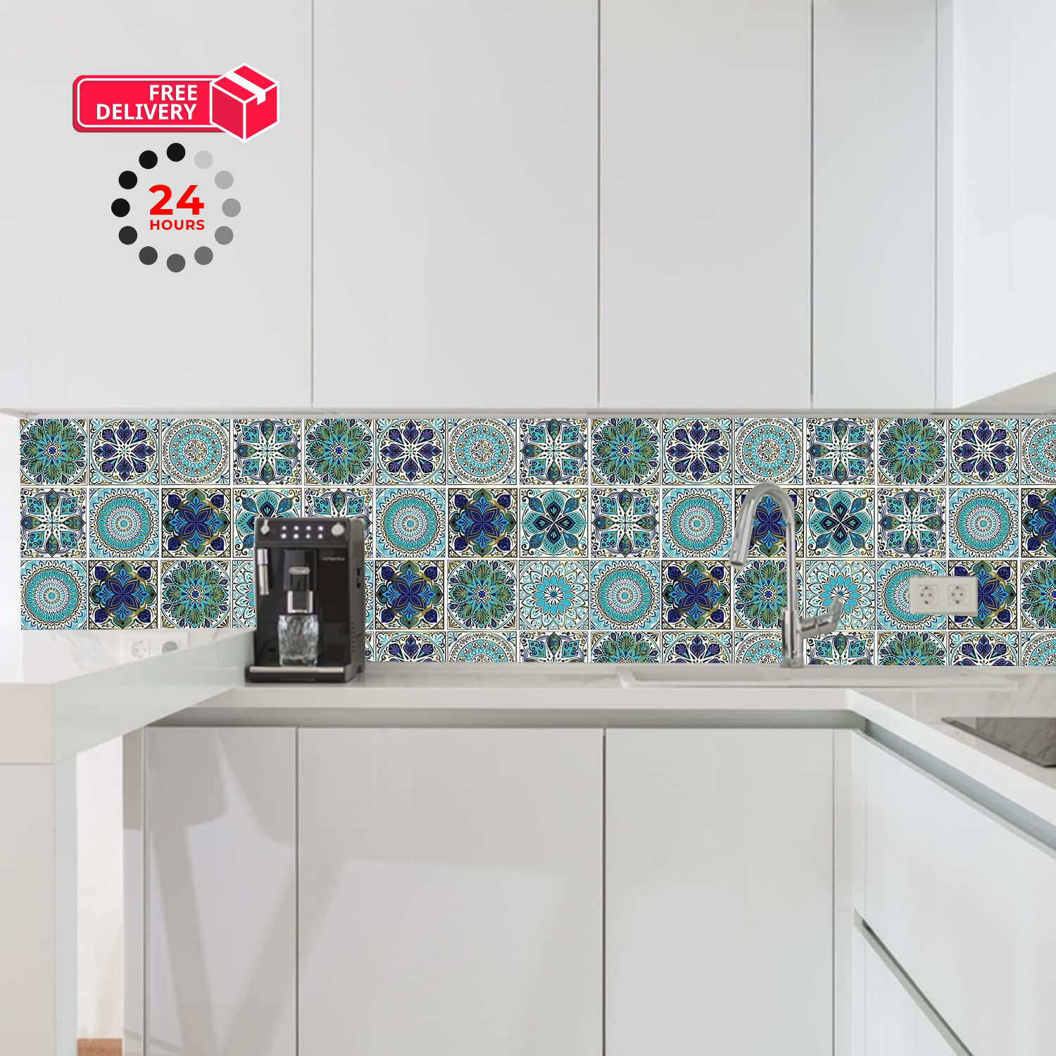 24Pcs Peel and Stick Tile Stickers, 4×4 Bathroom & Kitchen Backsplash Ts-104