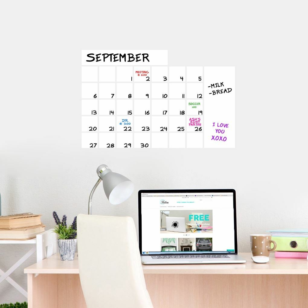 Dry Erase Calendar Wide Wall Decal – Calendar, Organizing, Kitchen, Office