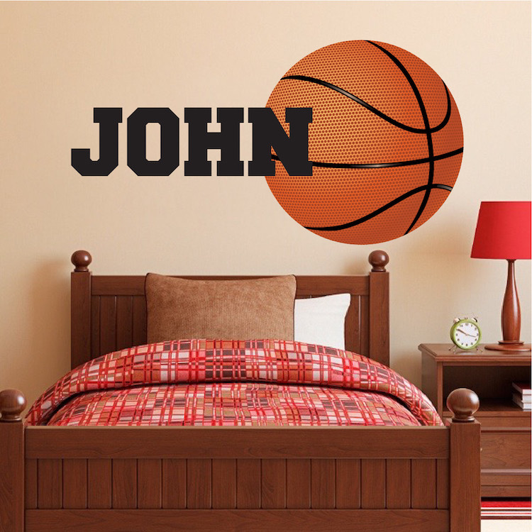 Custom Name Basketball Wall Decal Kid's Room Sports Decal Basketball Art, s91