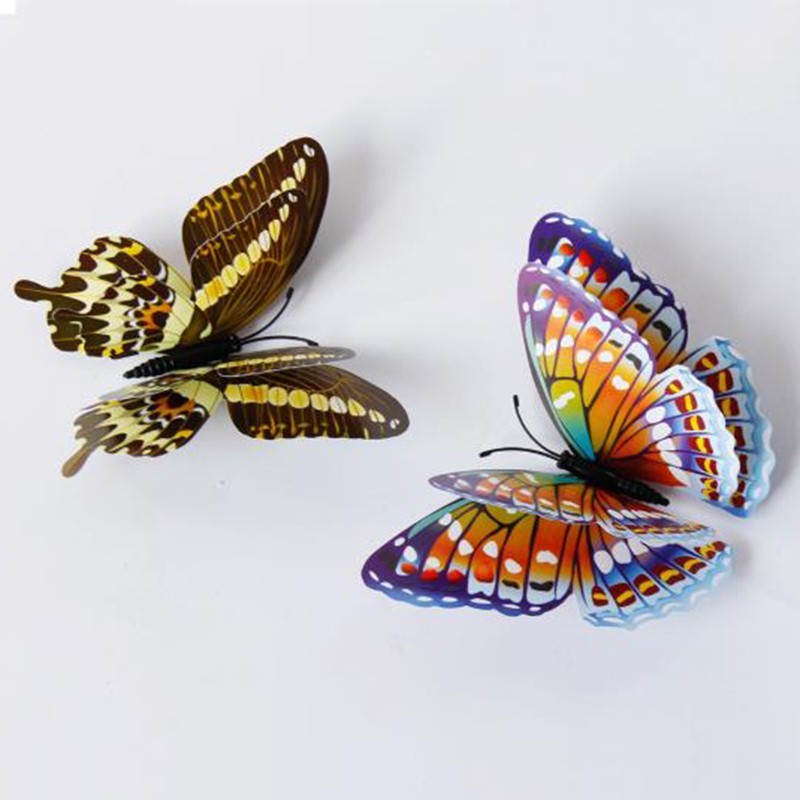 12Pcs – 3D/Luminous Butterfly Wall Stickers Double Layer Decals Home Art/ Decor