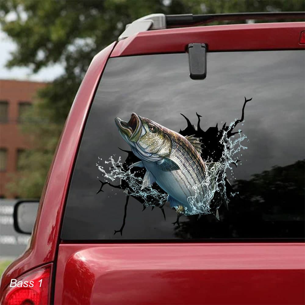 LARGE-SIZED CAR DECAL – FISH & FISHING – 8 CHOICES