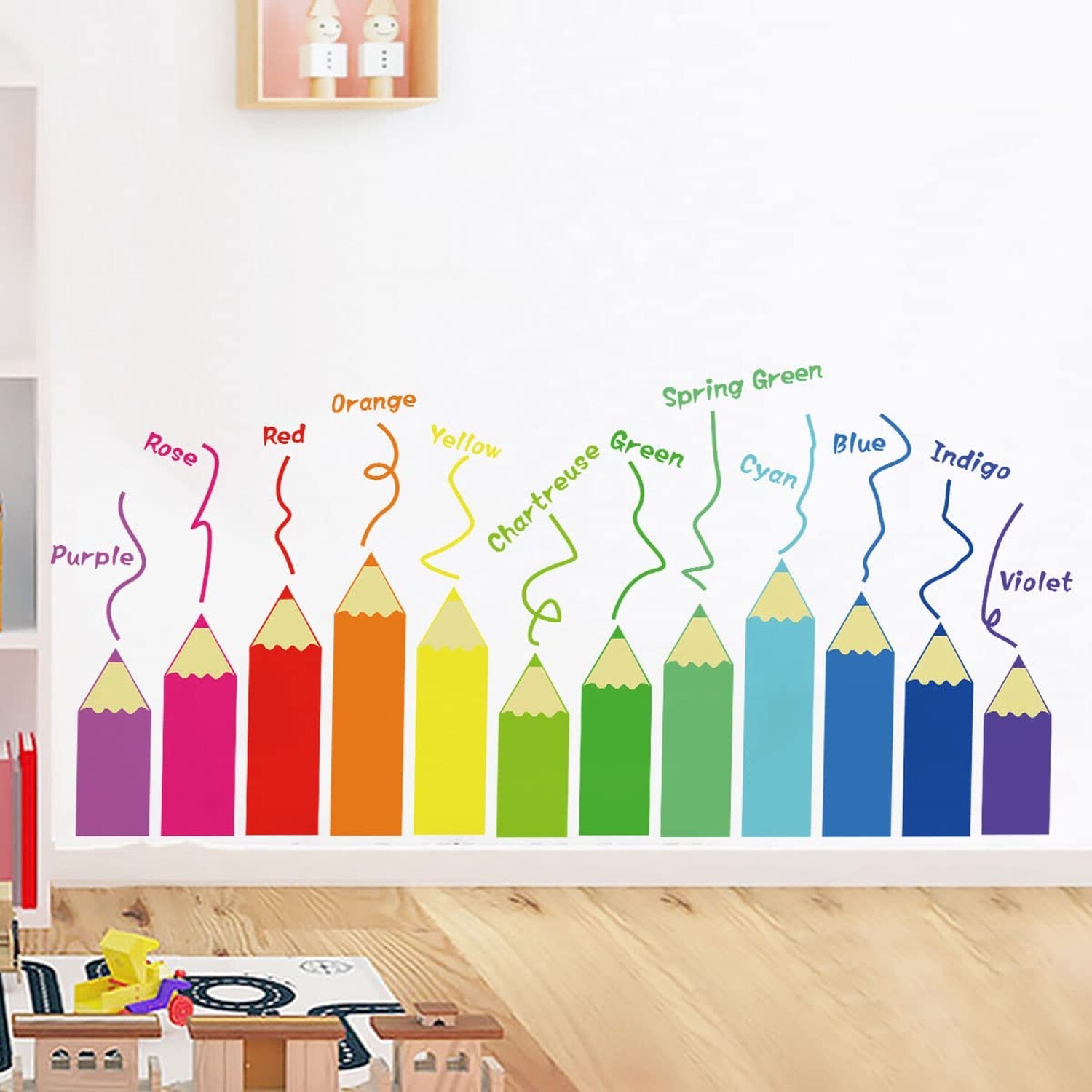 Color Educational Wall Decals Kids Large,Nursery Daycare Playroom Wall Sticke…