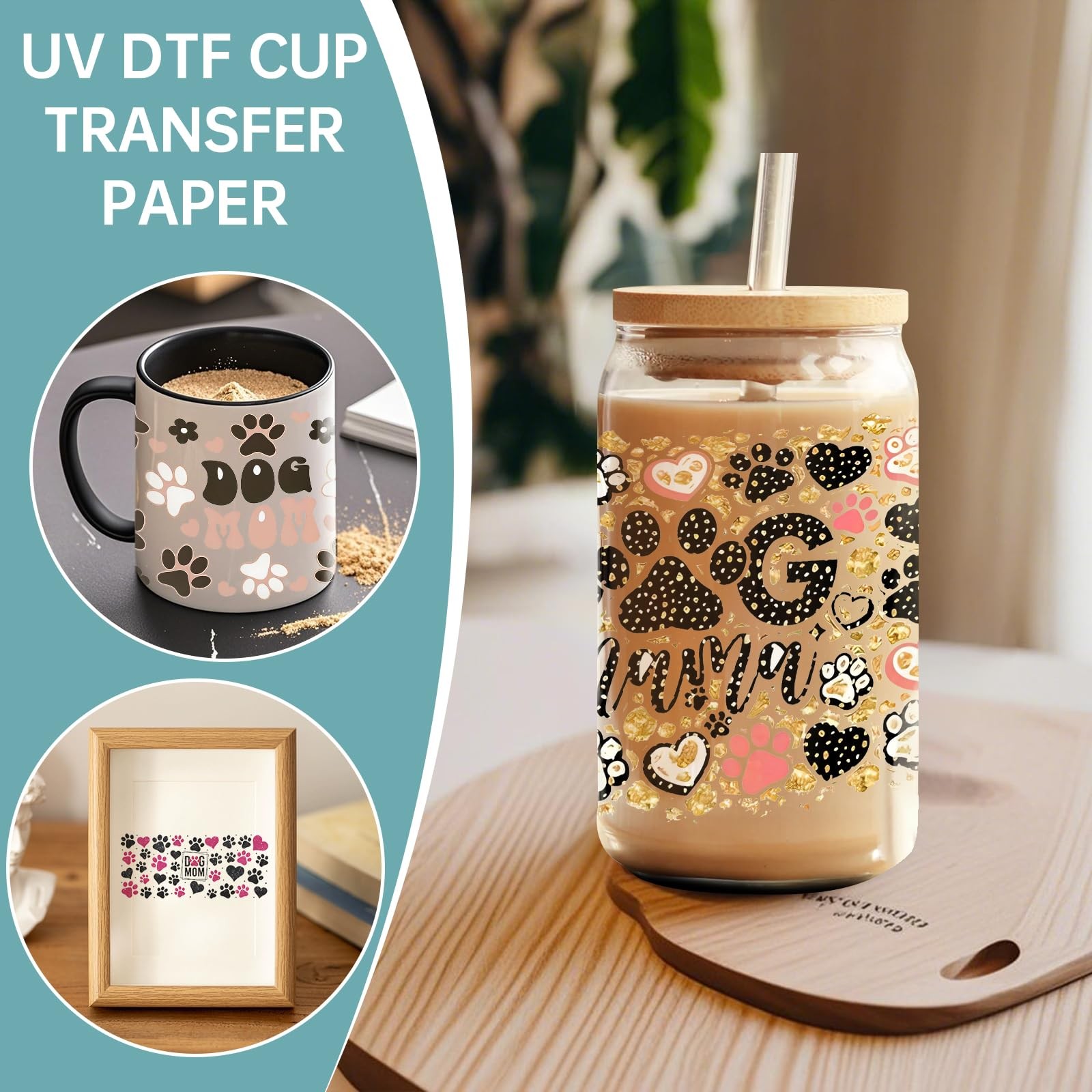 4 Sheets 16oz UV DTF Cup Wrap – Removable – DIY UV DTF Transfer Papers for Mu…