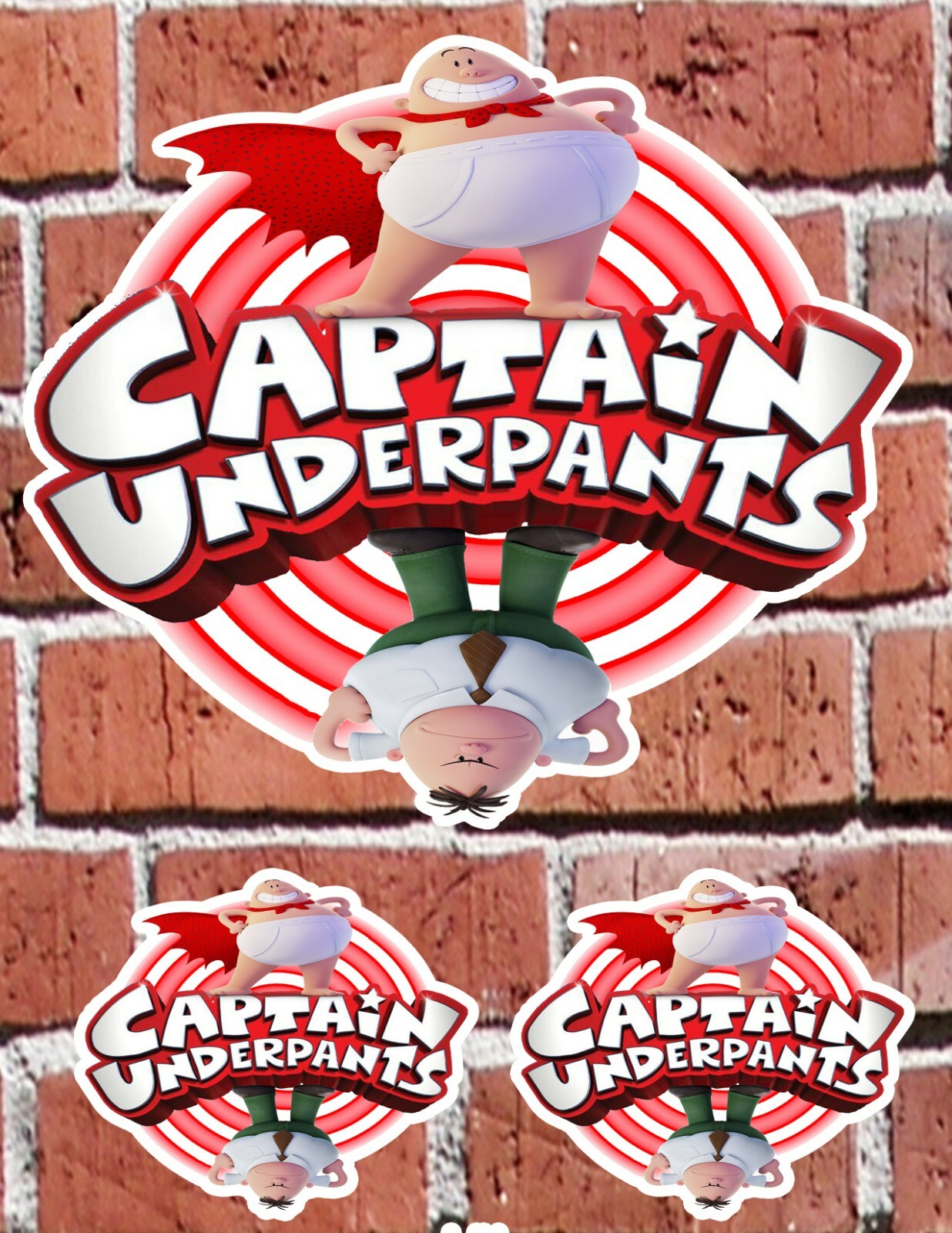 CAPTAIN UNDERPANTS KRUPP 7" and 3" DECAL STICKERS for HOME, SCHOOL, AUTO
