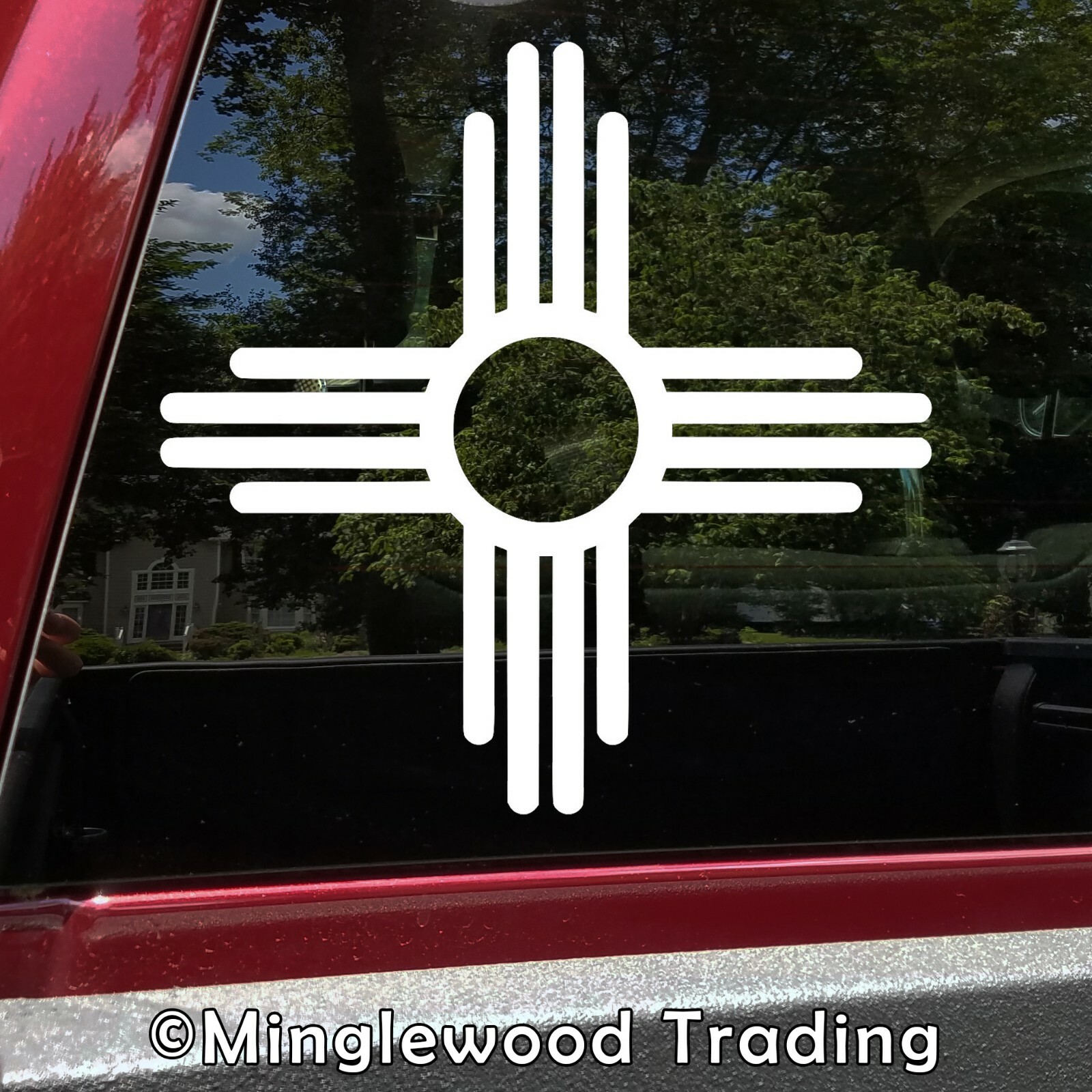 New Mexico Flag Sun Vinyl Sticker – Zia NM Home State – Die Cut Decal