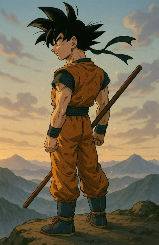 Goku Standing on Mountain Wall Graphic Vinyl Decal Poster (Removable Adhesive)
