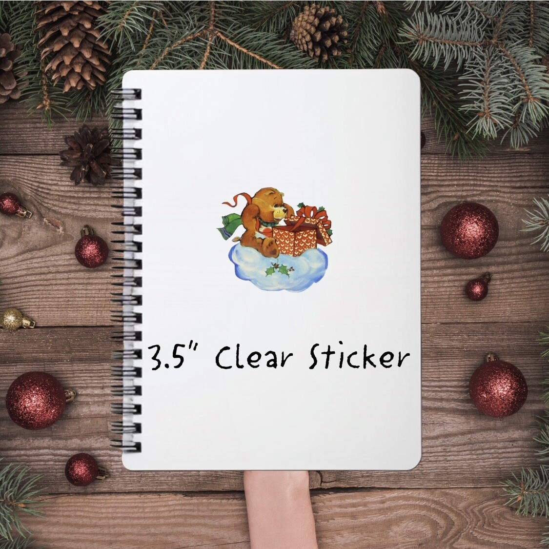 Care Bears Sticker SET OF 5, Clear Decals 3.5” Bear Cousins Christmas Series 1