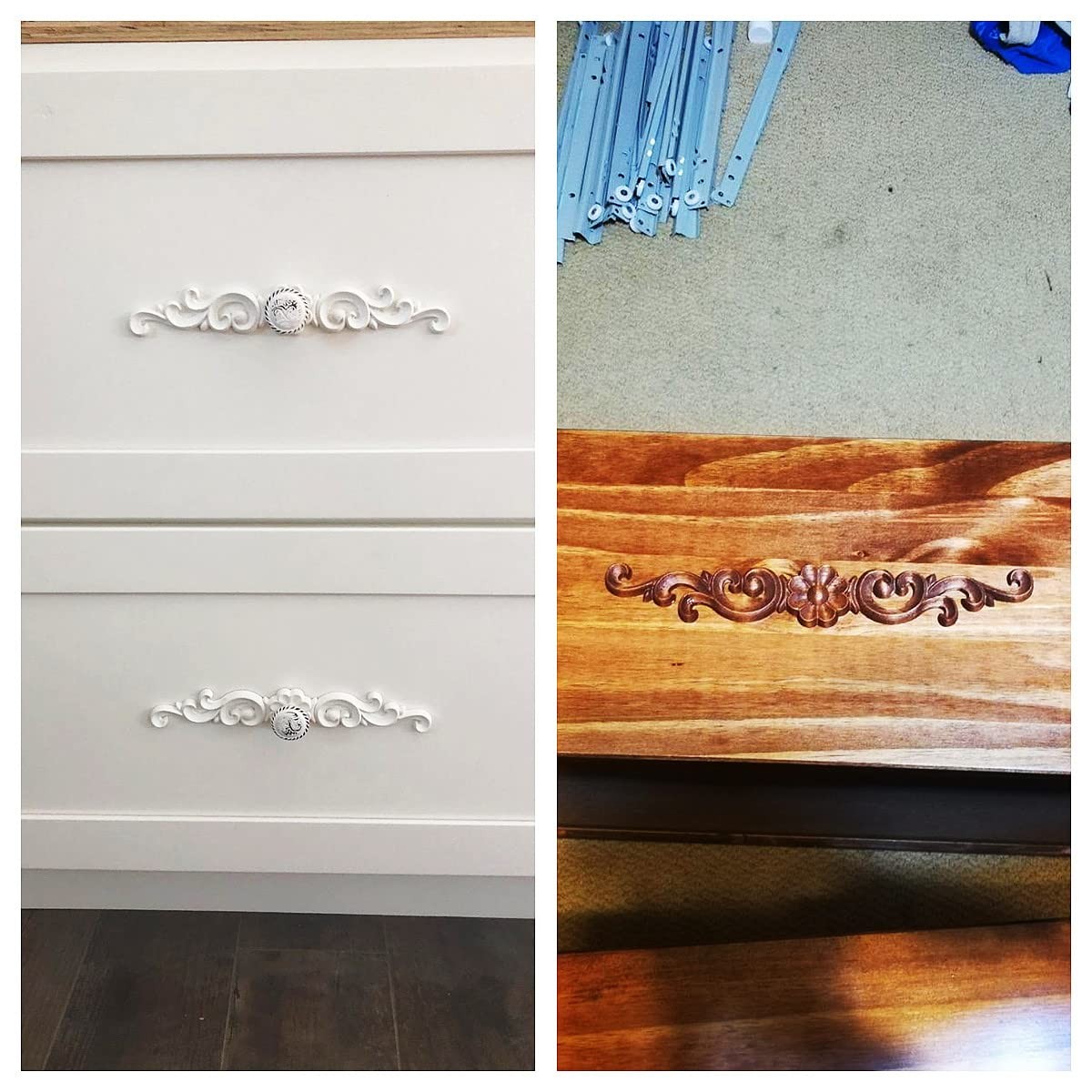 Wood Appliques Decorative Carved Onlays, Long Wooden Decals DIY Furniture Dec…