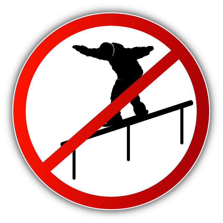 Snowboard Ban Stop Sign Driving On A Handrail Bumper Sticker – 9", 12" or 14"
