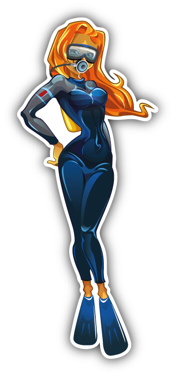 Woman Diver Car Bumper Sticker Decal