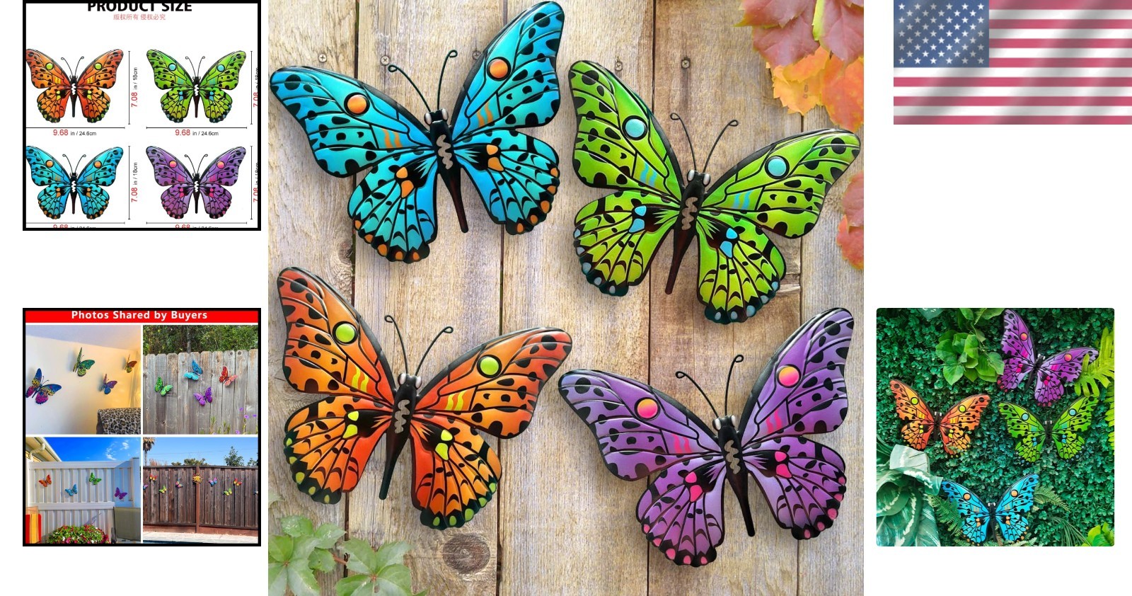 Durable & Colorful Metal Butterfly Wall Art – 4-Pack for Indoor/Outdoor