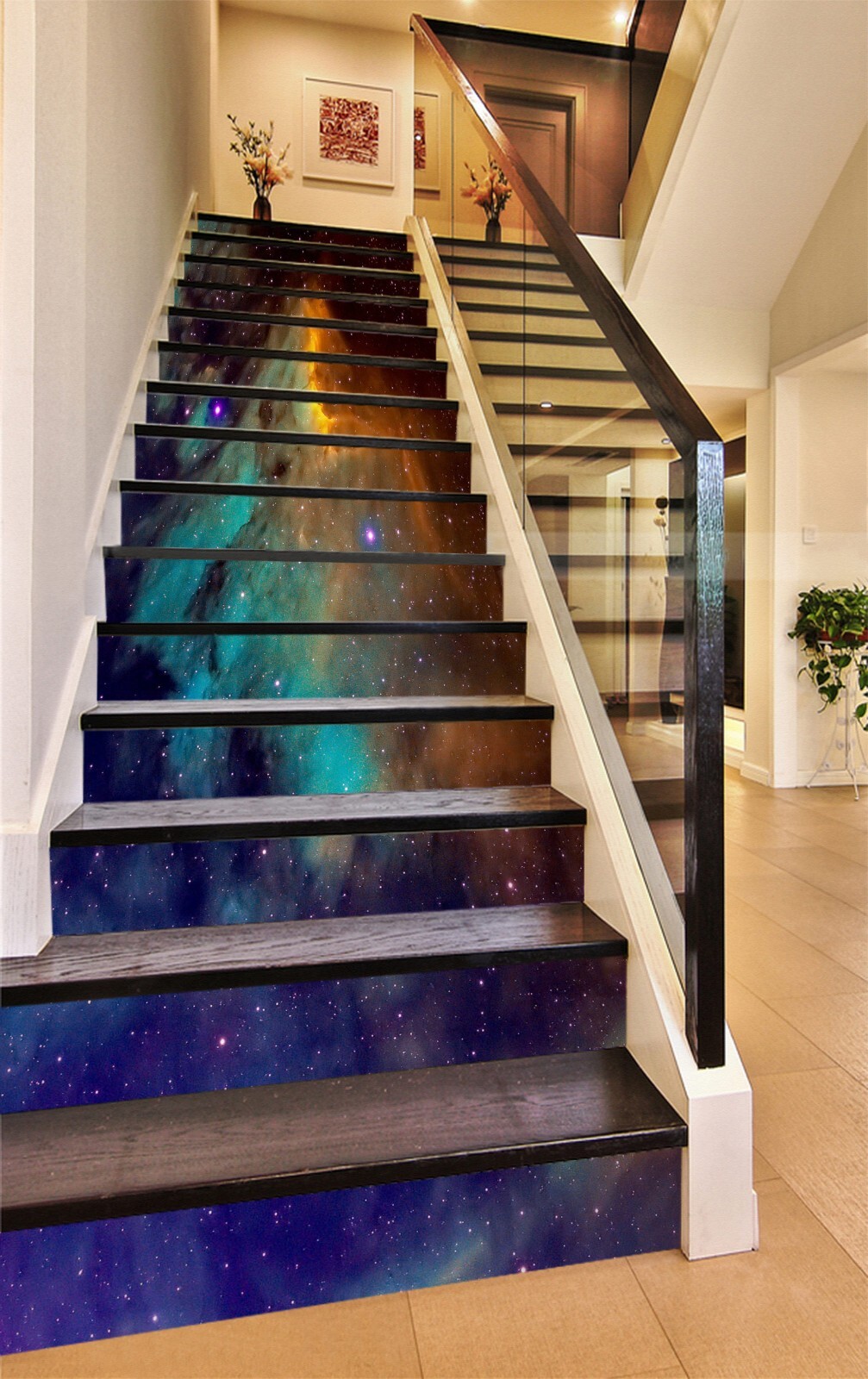 3D Blue Starry Sky 032 Stair Risers Decoration Photo Mural Vinyl Decal Wallpaper
