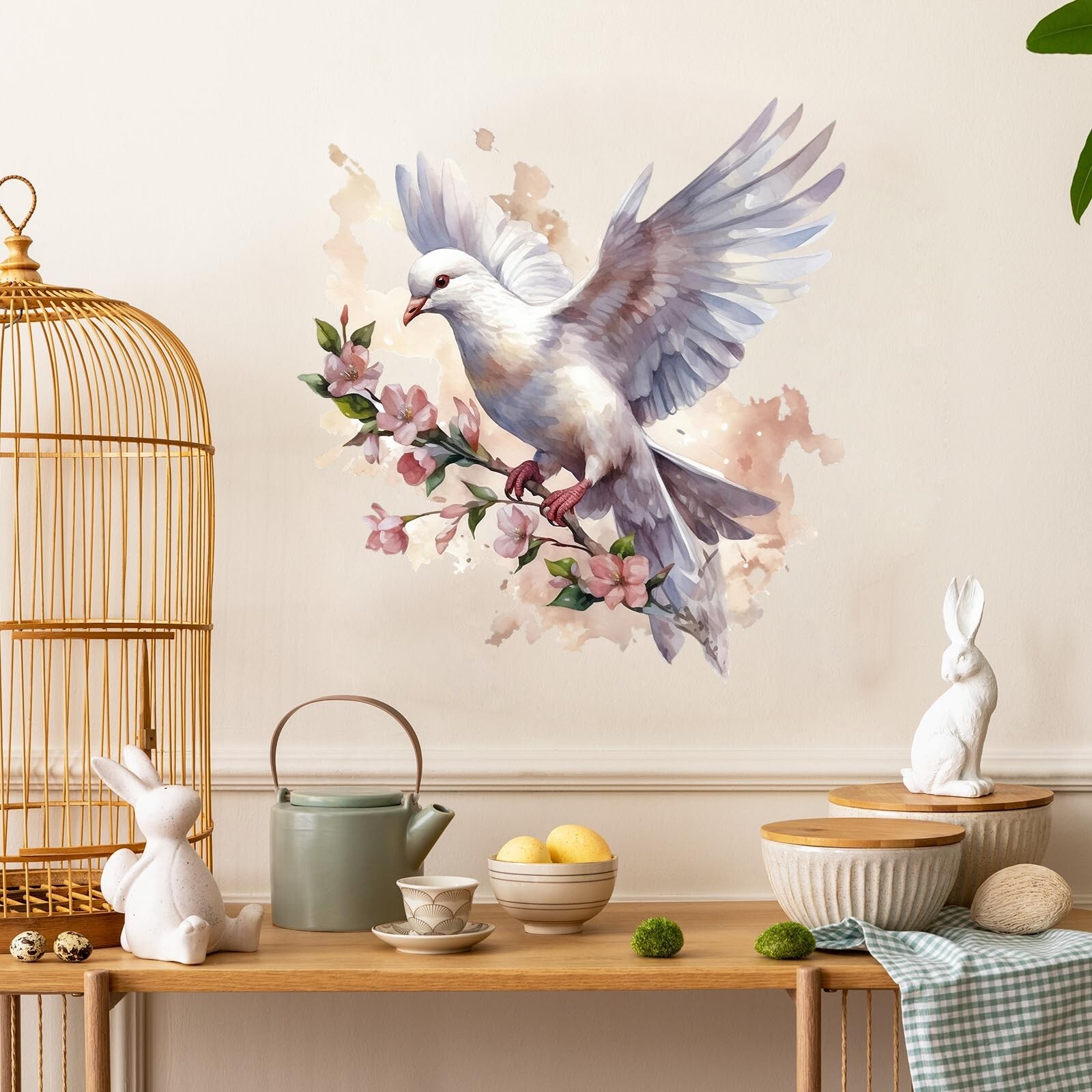 Watercolor Soaring Dove Birds Wall Stickers Nursery Animal Wall Decals for Ki…