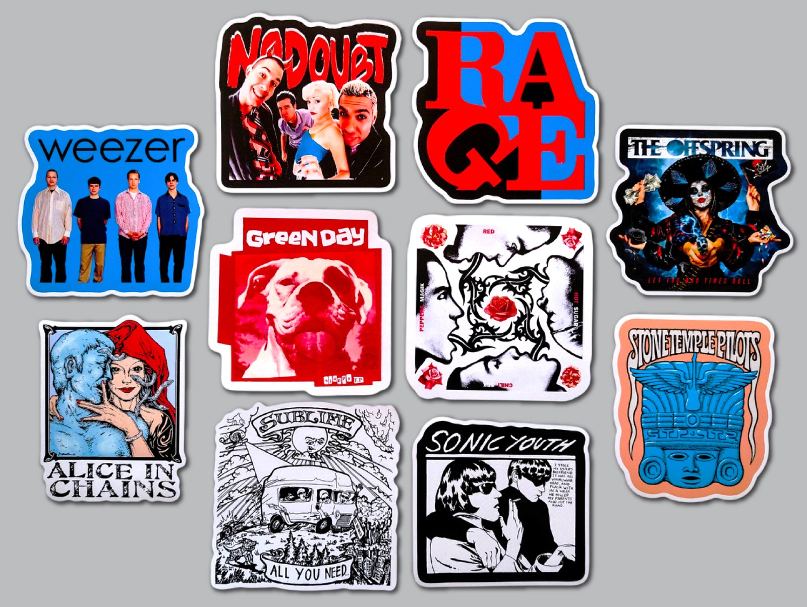90's Alternative Vinyl Lot Pack (10 Stickers) SET 9 alice in chains sonic youth