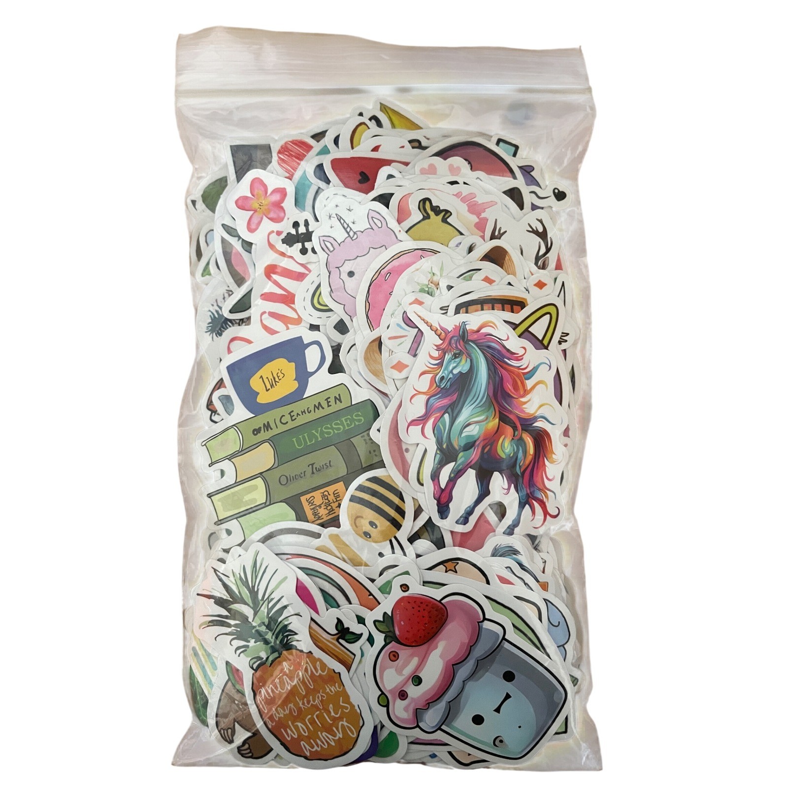 New 300+ Vinyl Stickers LOT Waterproof Fun Colorful Kawaii Animals Food Plants