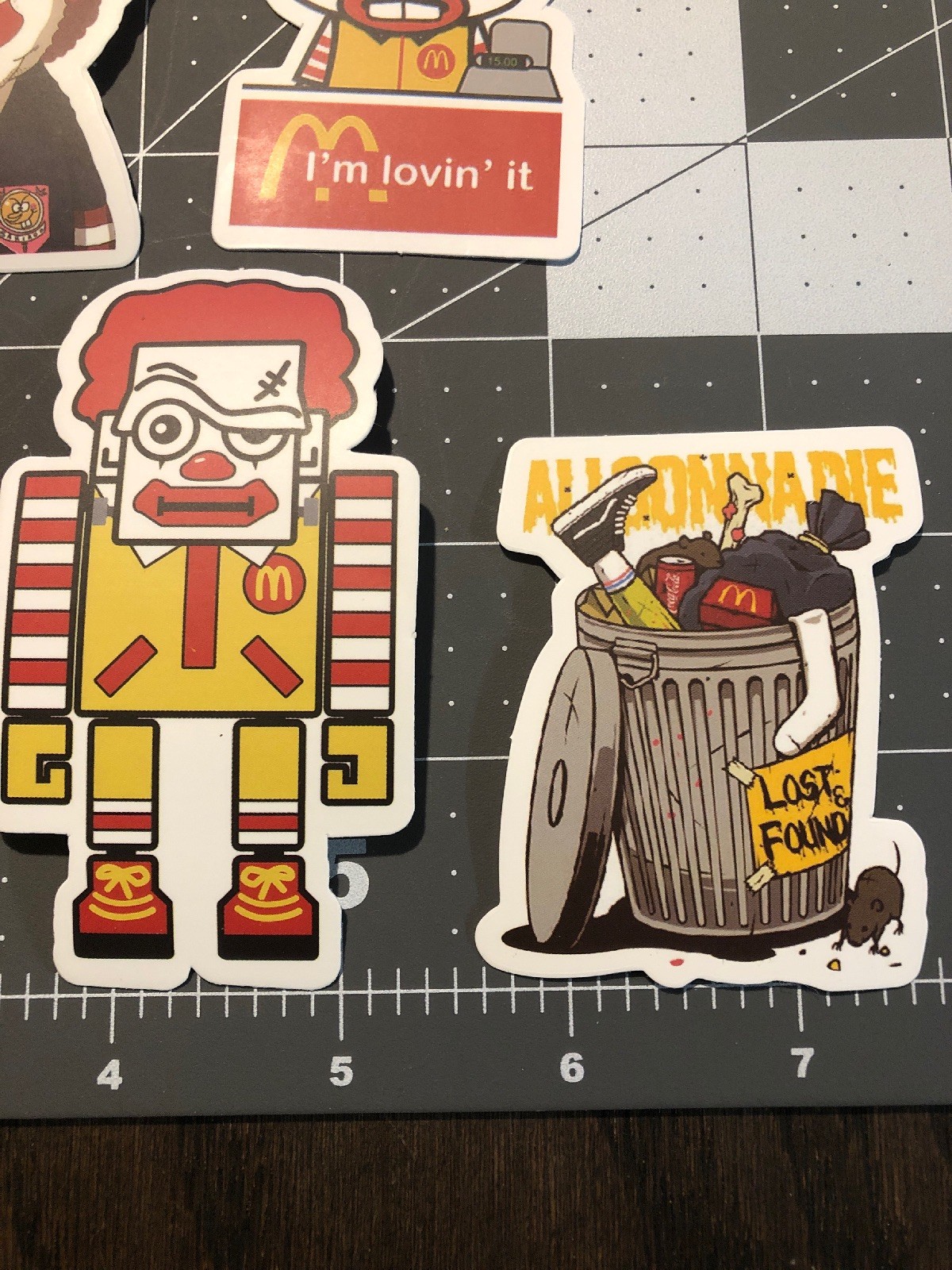 5 Adult Humor McDonald’s Characters PVC Laptop/Skateboard/Window Stickers
