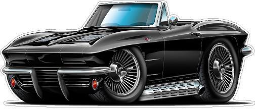 Cartoon Cars Wall Decal Compatible with 1963 Chevy Corvette Convertible Cling