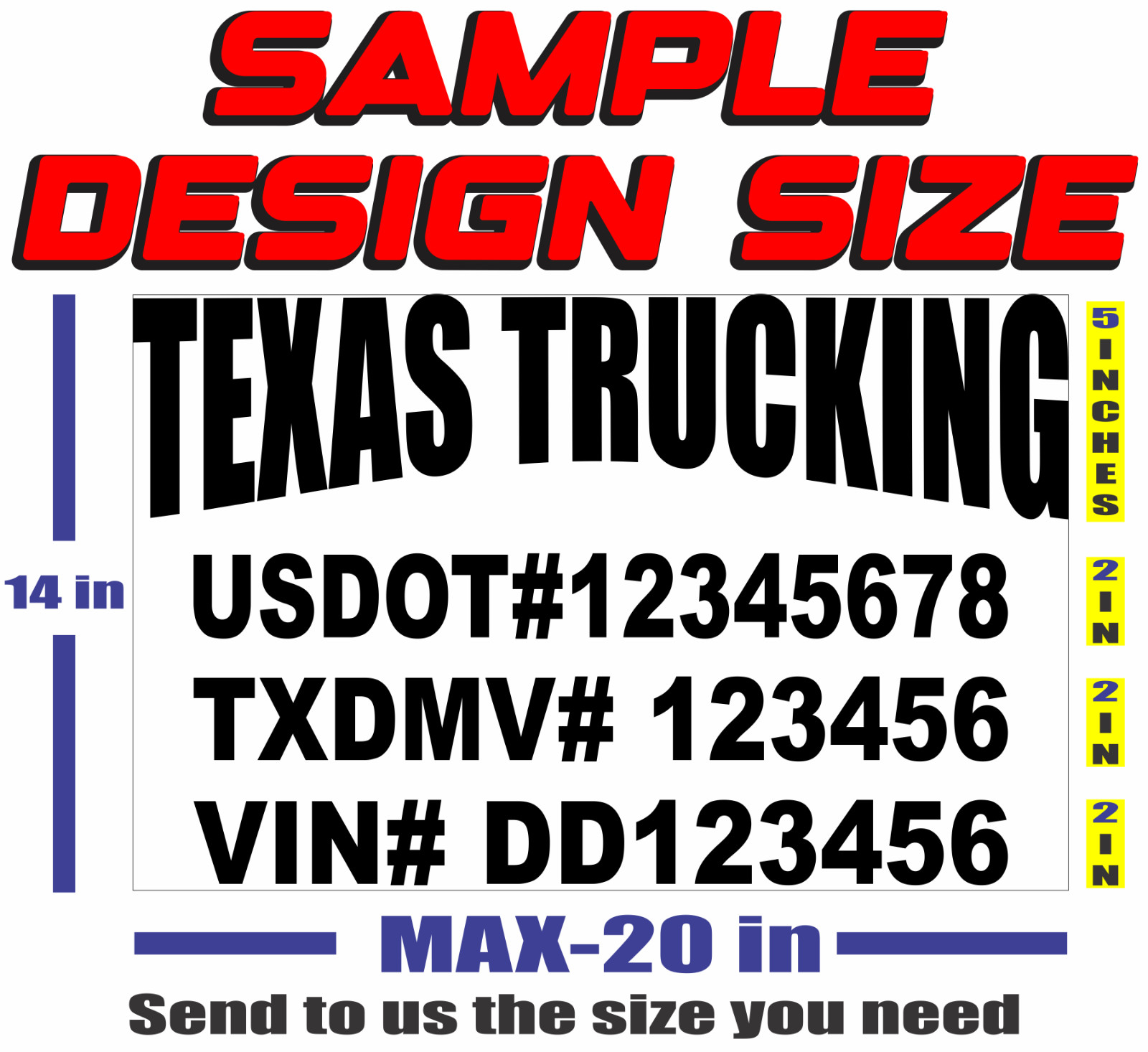 USDOT Decals Set of 2 Custom US DOT Numbers 22 X 14 INCHES