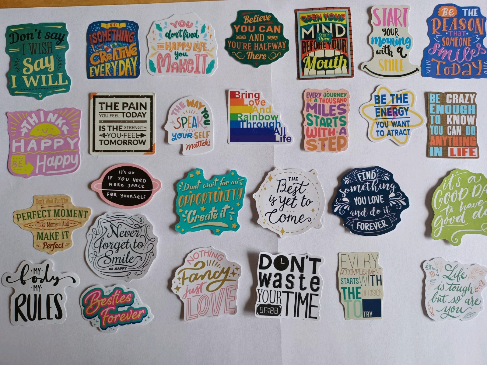 5 Random Assorted Positivity Stickers Good Vibes Positive Energy