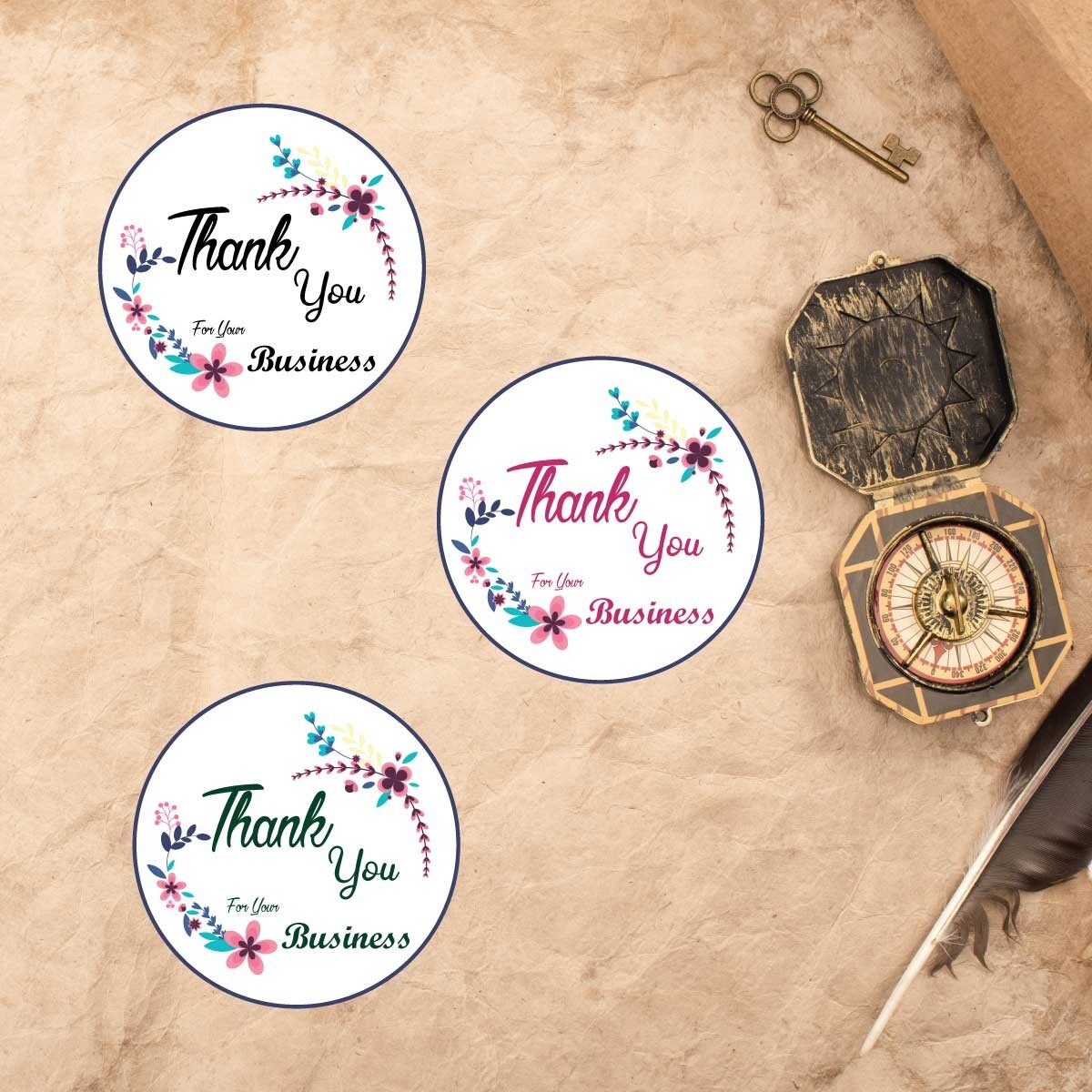 Flowers Thank You (Quantity 240 2") Vinyl Sticker