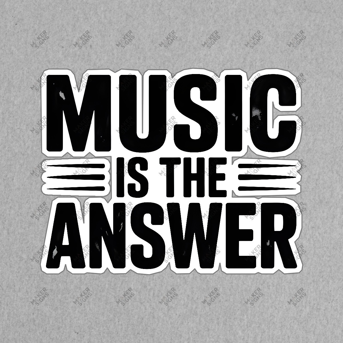 Inspirational Music Sign MUSIC IS THE ANSWER Modern Typography Wall #7457