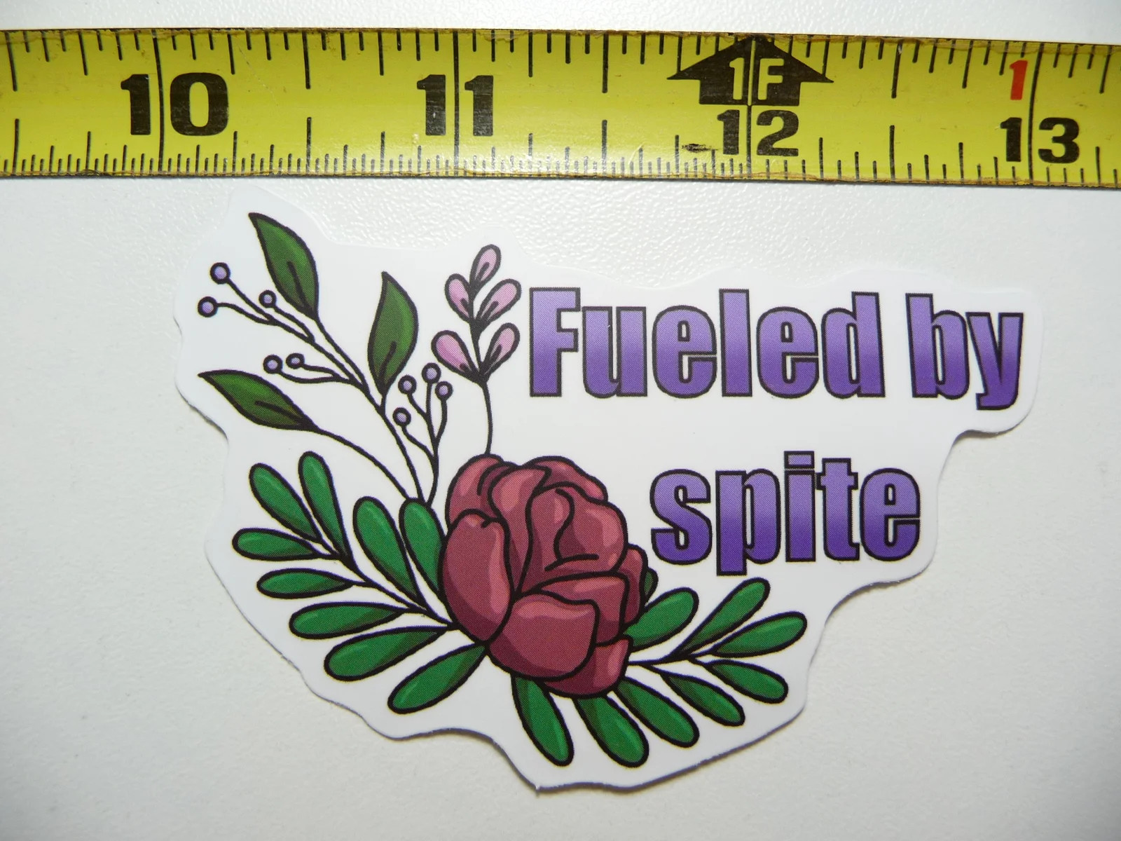 FUELED BY SPITE SMALL STICKER DECAL SARCASM SARCASTIC SAYING FUNNY QUOTE