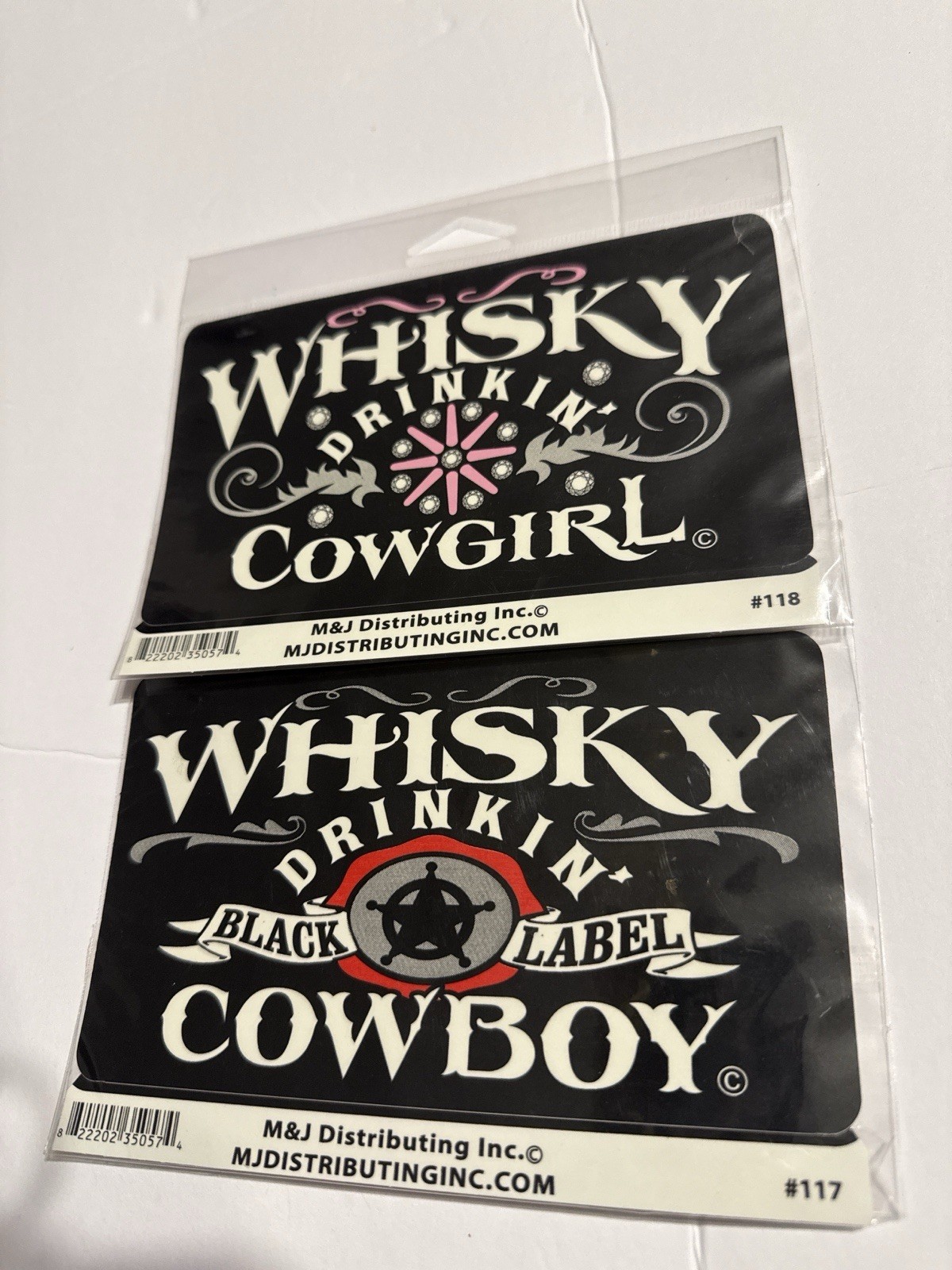 Whiskey Drinkin Cowgirl Cowboy Decal Sticker Set 2 Pack 6×3.5” #117 #118