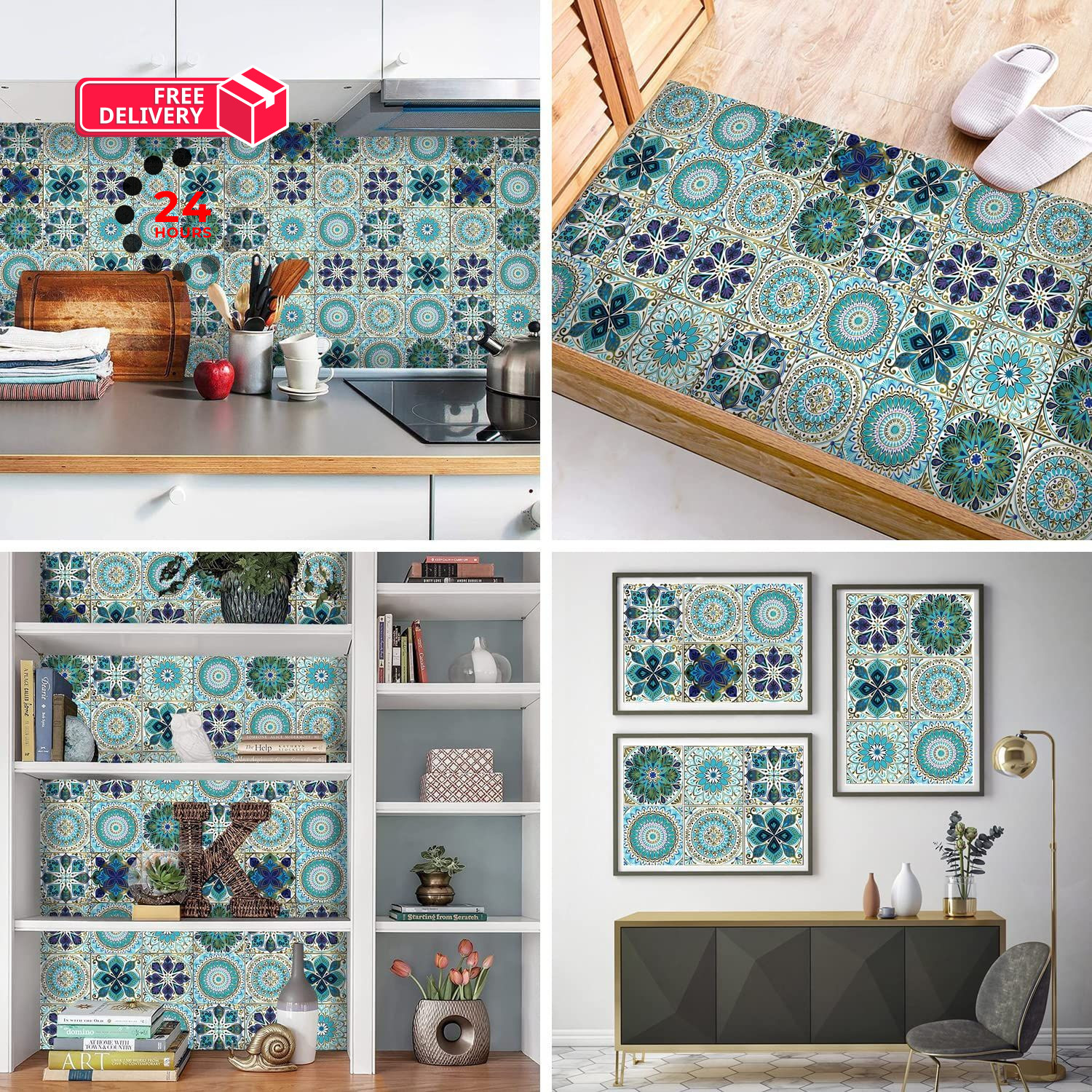 24Pcs Peel and Stick Tile Stickers, 4×4 Bathroom & Kitchen Backsplash Ts-104