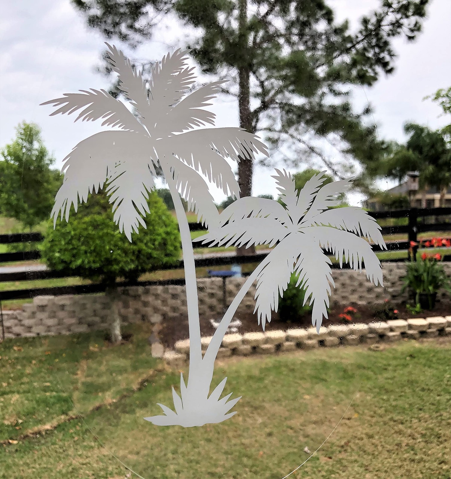 DCentral Palm Tree – Decorative Window Vinyl Etched Glass Cling Decal