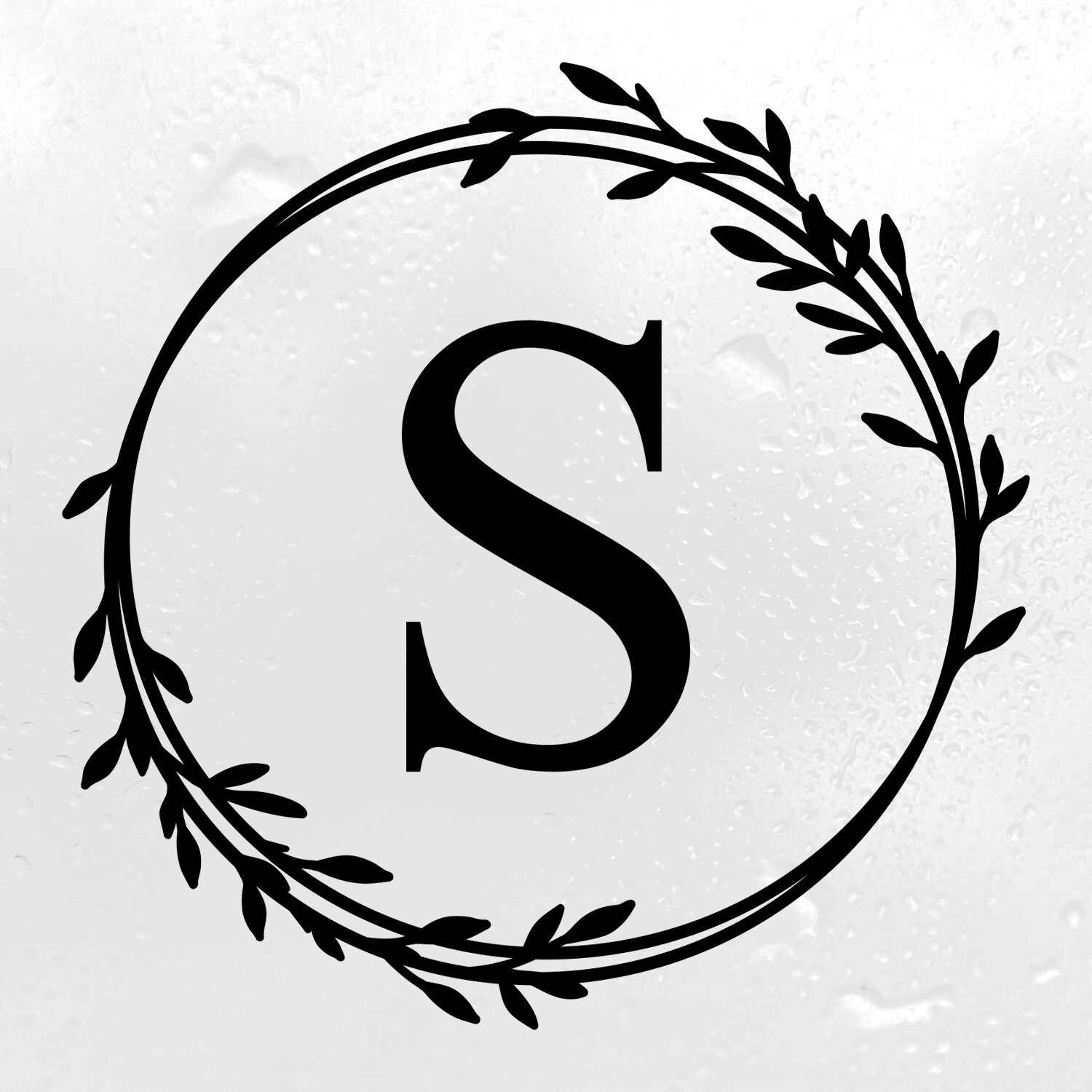 Monogram Letter in Wreath Vinyl Decal V6 | Initial Family Name | Die Cut Sticker