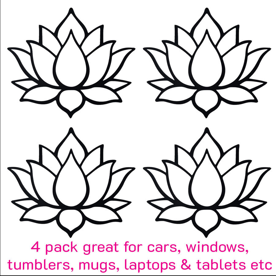 Lotus 4 pack 3" Vinyl Decals Car Windows Tablet Tumblers Mugs Cups Notebook
