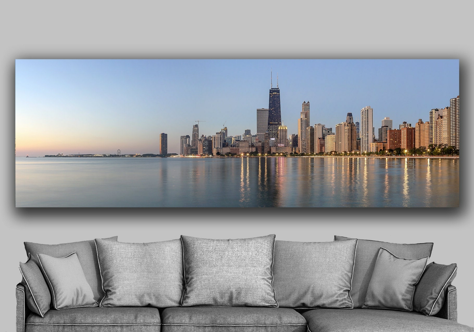 Canvas Print of Chicago Skyline, Panoramic 12×36 – 36×108"