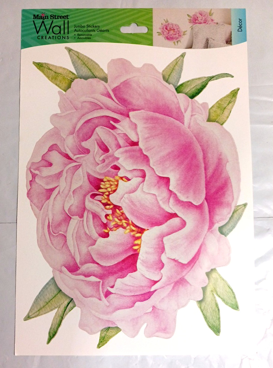 Wall Decals 10" Flowers. Rose + Pink. 3 sets. Peel and stick floral decorations