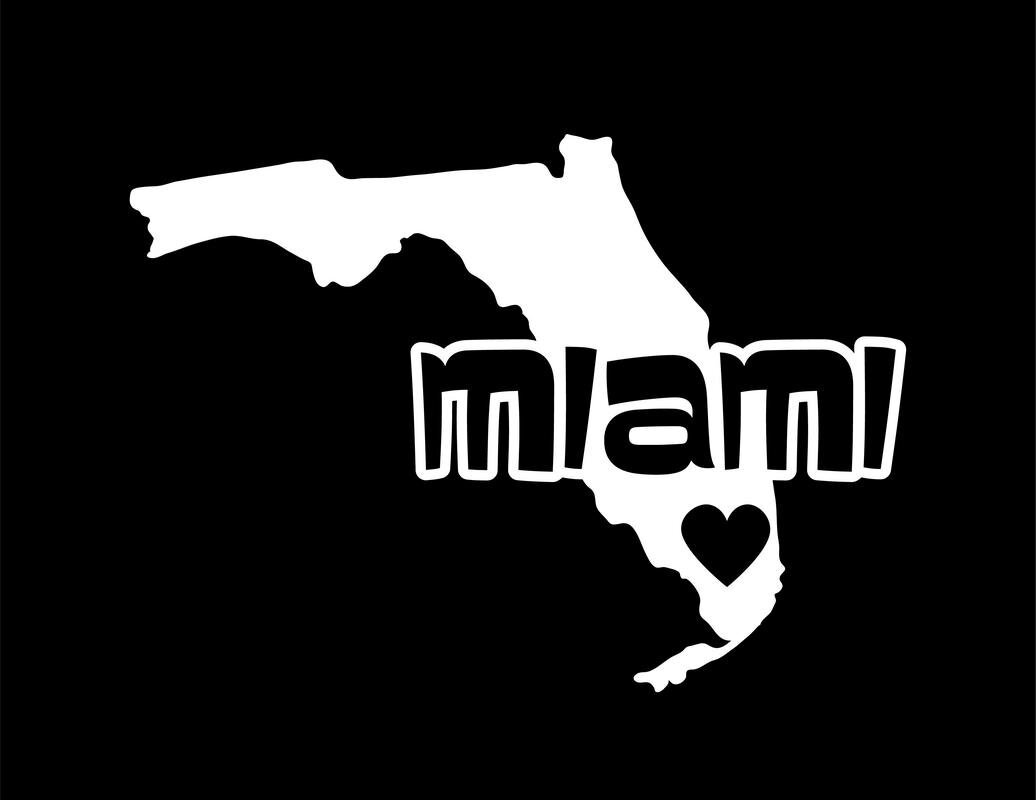 CMI ND072W Love Miami Florida Decal Sticker | 5.5-Inches by 4-Inches | Premium
