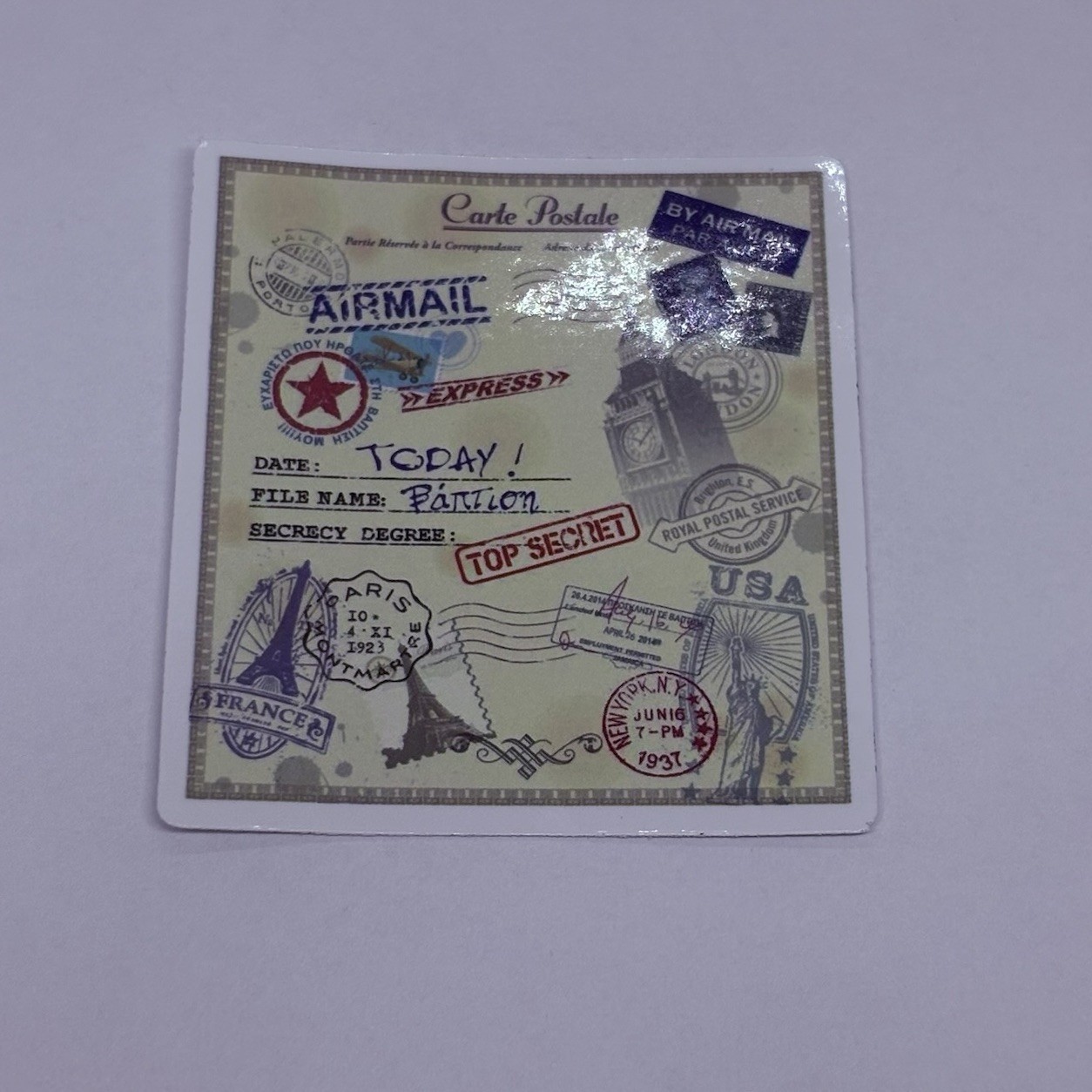 Airmail Top Secret Novelty Sticker Travel City Tour Art Decal Vinyl Souvenir Tc9
