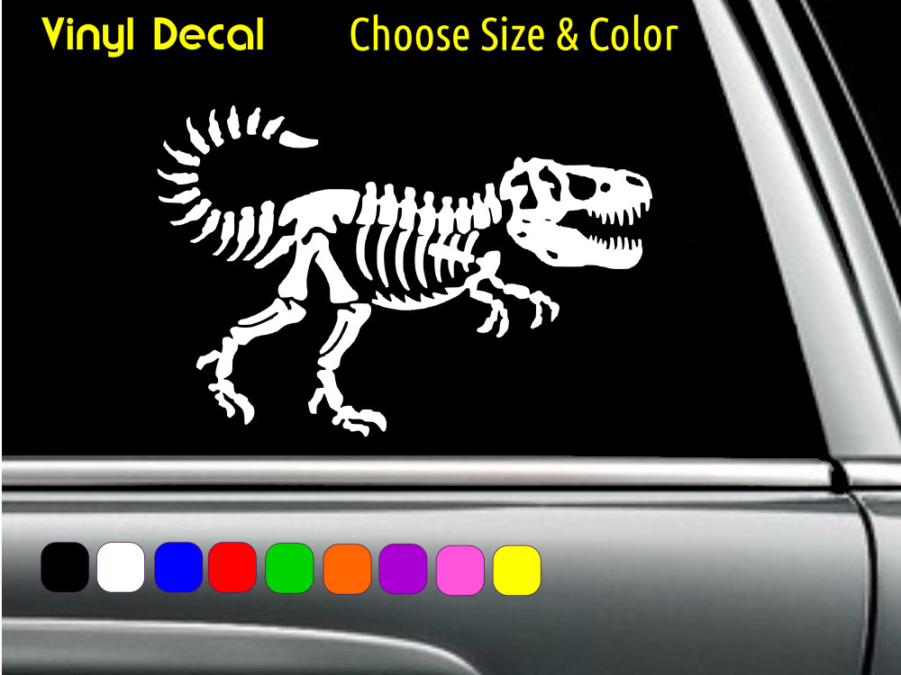 T Rex Skeleton Jurassic Park Decal Laptop Car Window Sticker CHOOSE SIZE COLOR