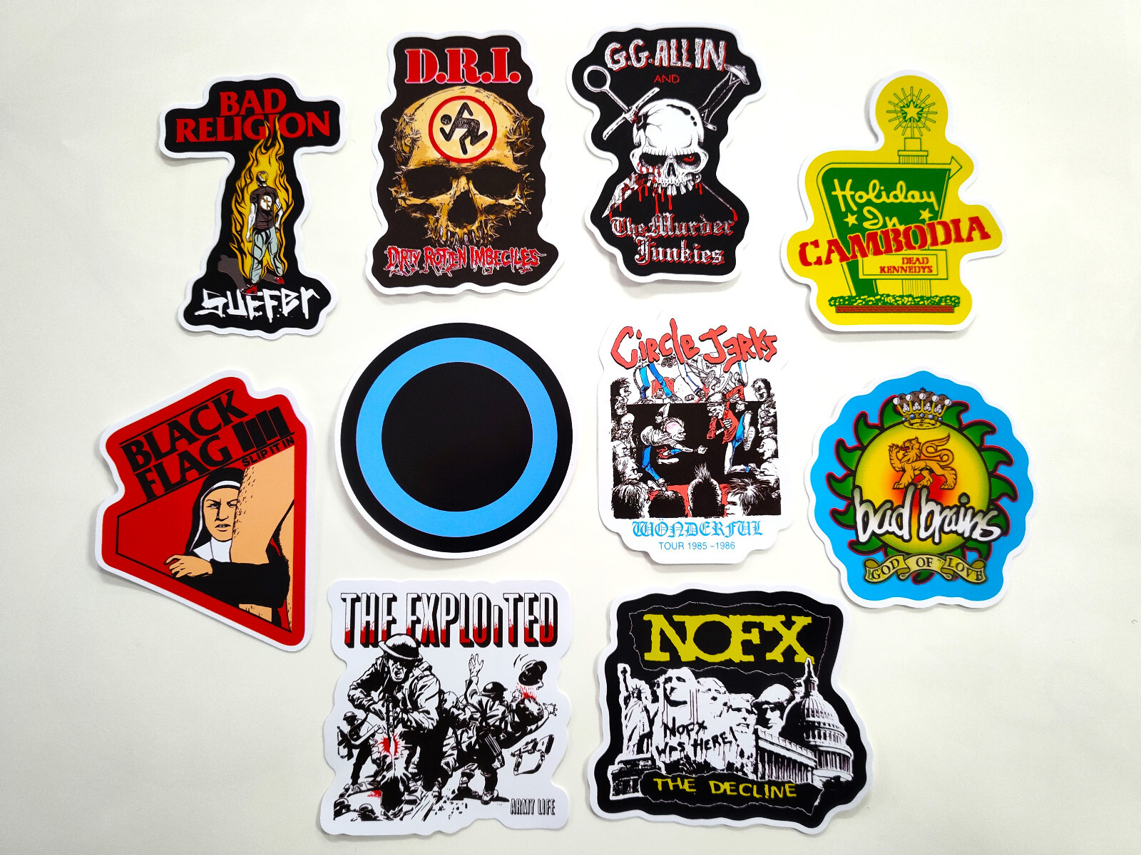Punk Vinyl Sticker Lot (10 Stickers) SET 18 rock band crust hardcore ska emo oi!
