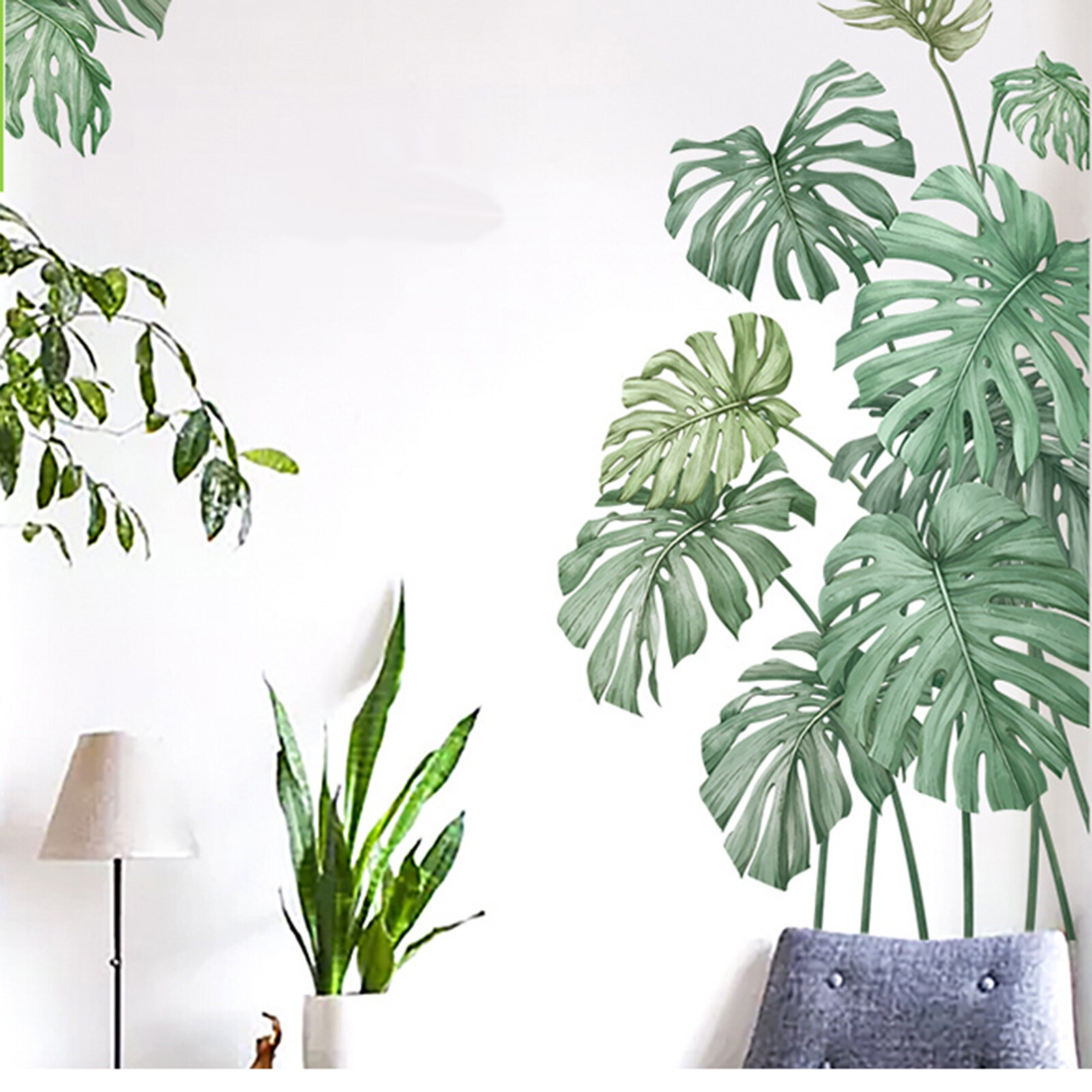 GREEN Tropical Palm Leaves Removable PVC WALL STICKER Bedroom Decorations