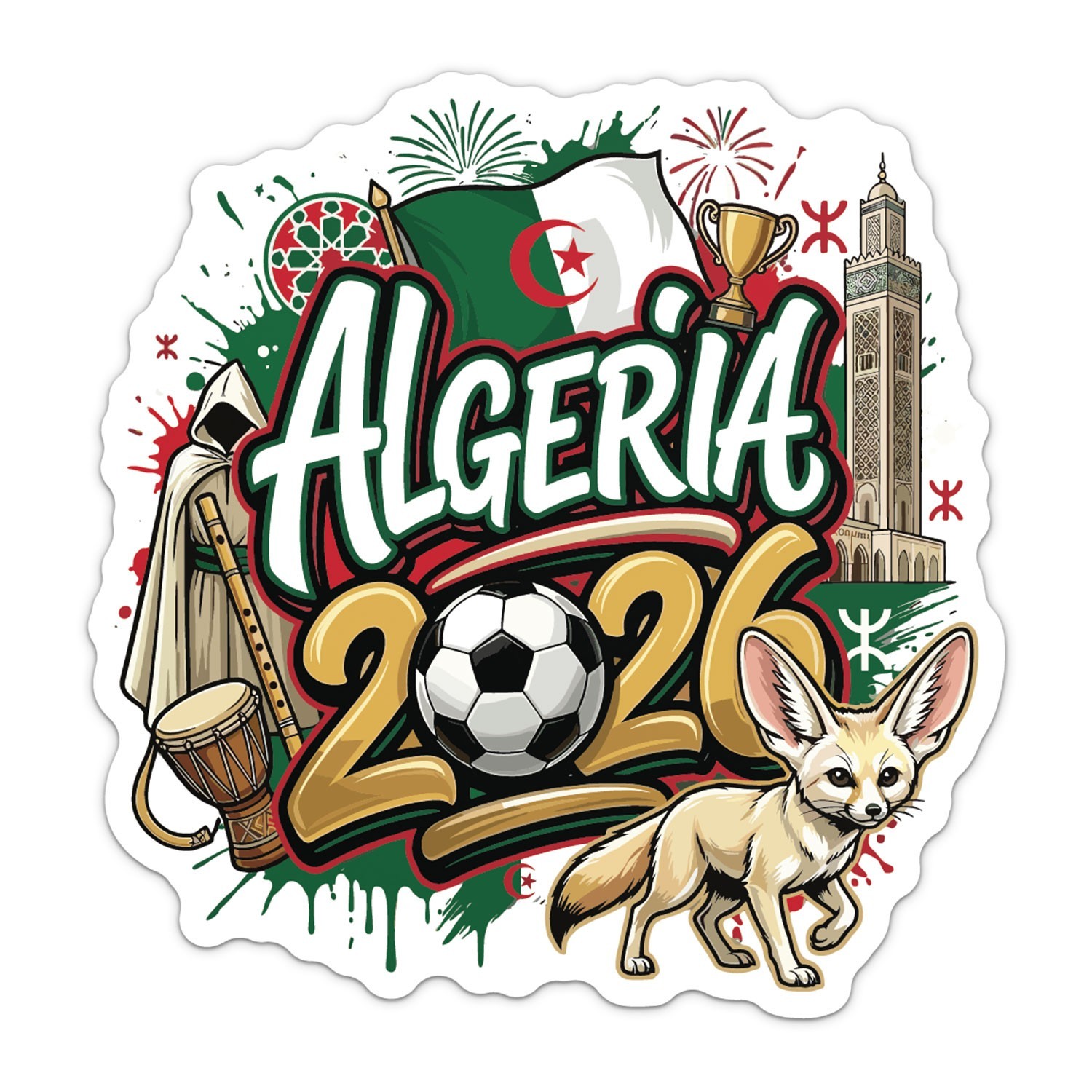 Algeria WC 2026 Travel Soccer Badge World Cup Sticker Car Bumper Vinyl Decal