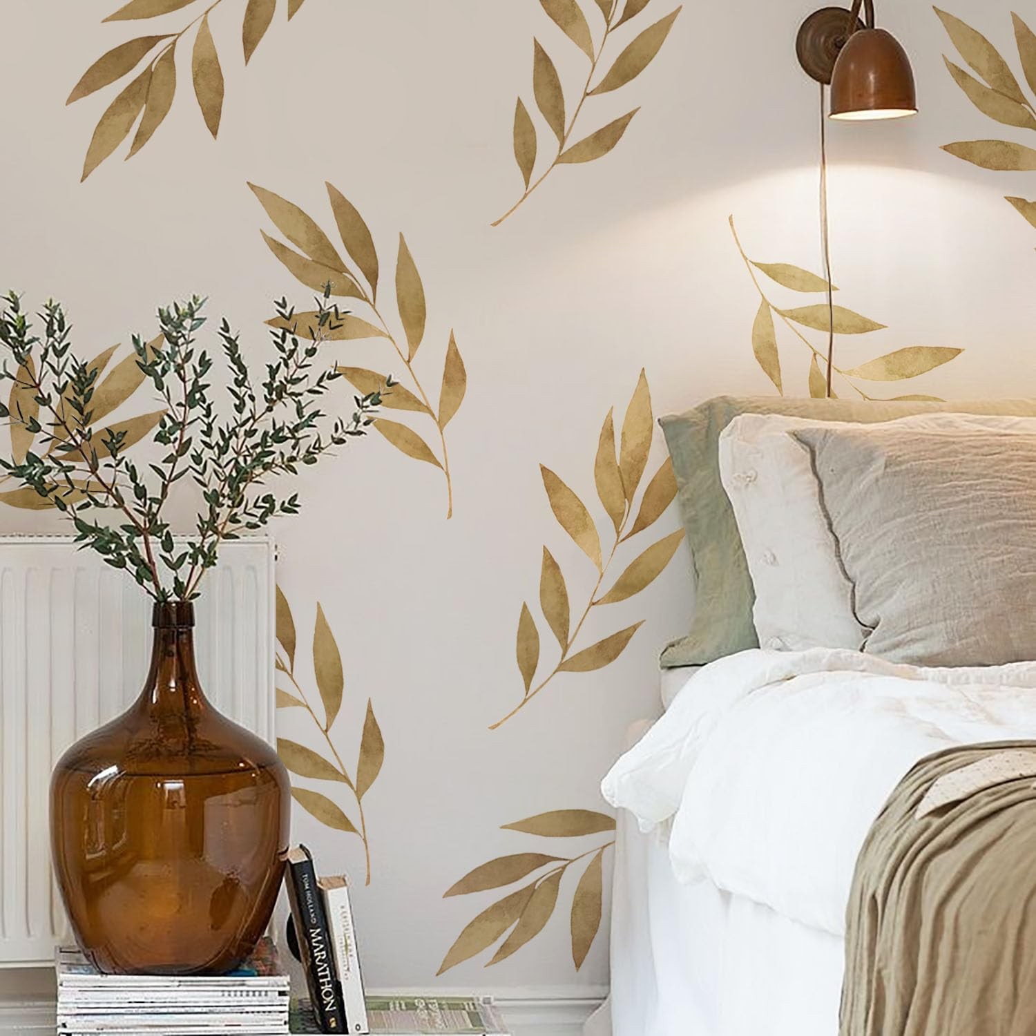 Flortlias Boho Wall Decals Peel and Stick Large Wall Sticker Leaves Vinly Tra…